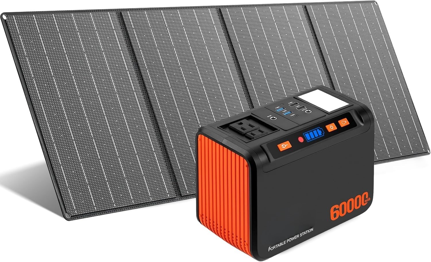 250W Portable Power Station 222Wh Battery With 40W Solar Panel AC 110V Outlet