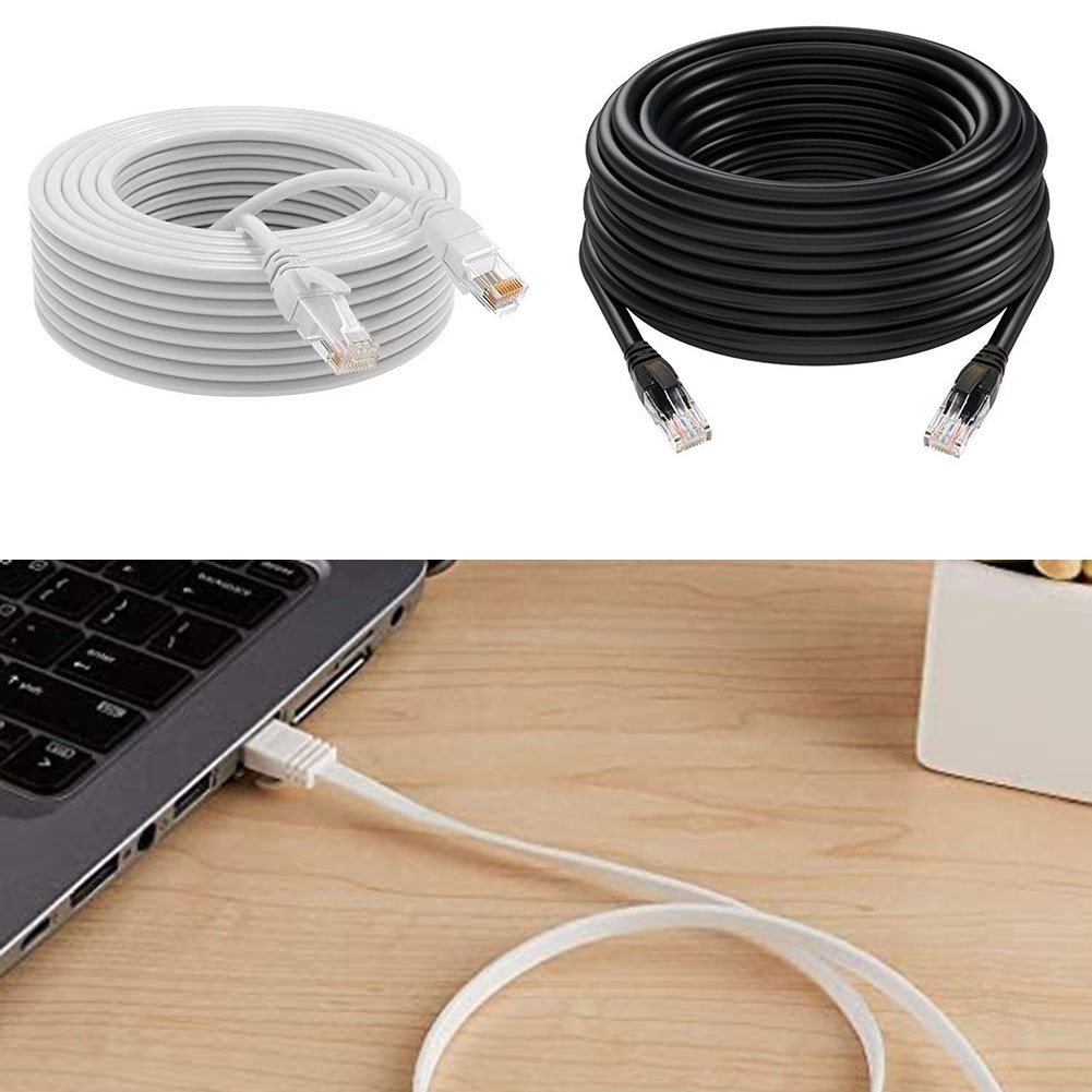 10m CAT 6 Network Cable for High Speed Ethernet Connection White Black