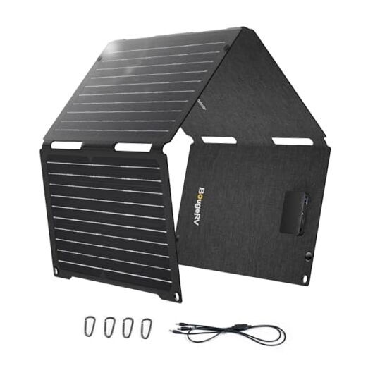 BougeRV Fiberglass Portable Solar Panel – Foldable Solar Cell Charger 50W – 50W