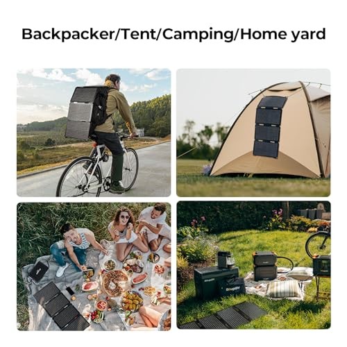 BougeRV Fiberglass Portable Solar Panel – Foldable Solar Cell Charger 50W – 50W