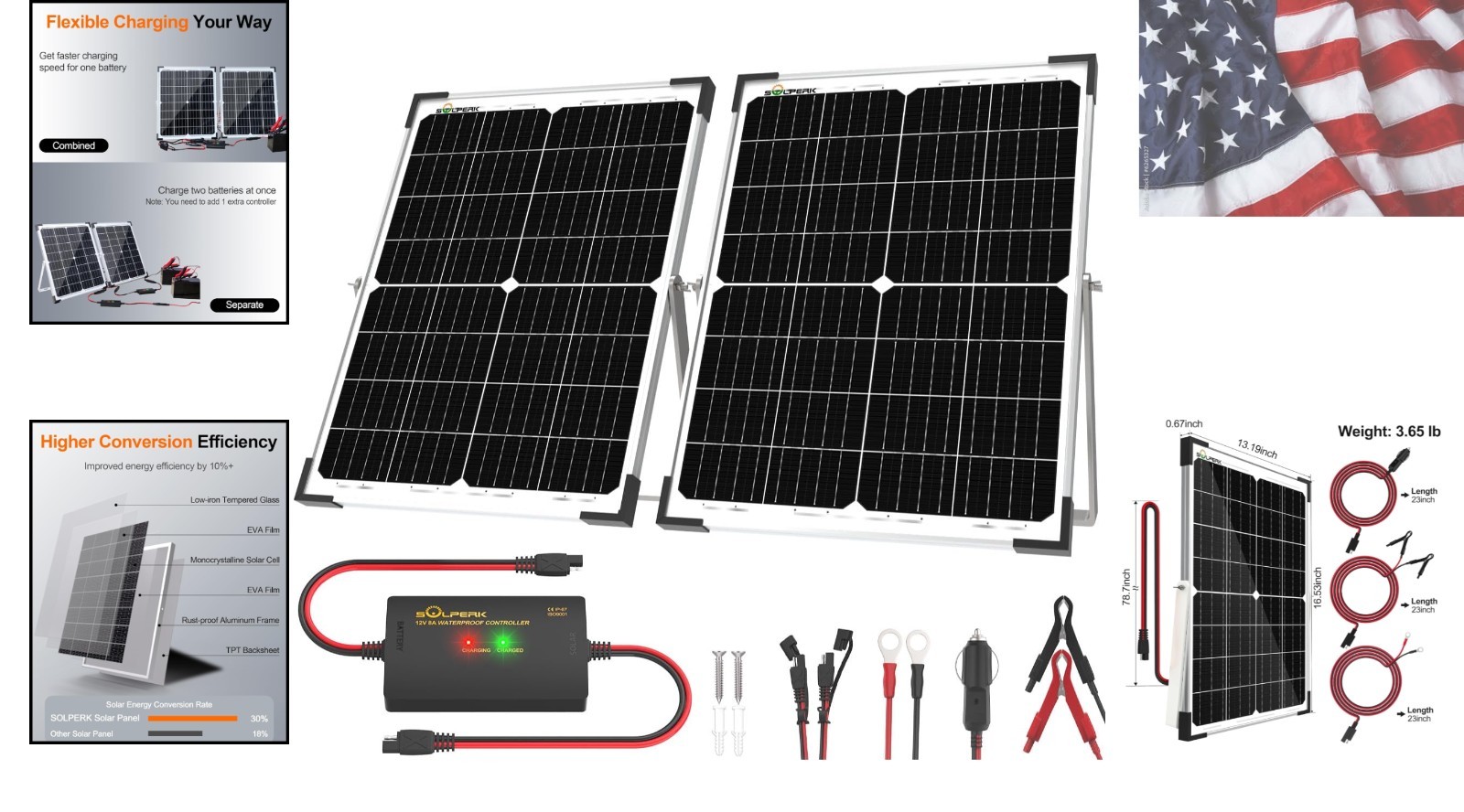 12V 50W Solar Panel Kit, 2pcs 25W Solar Battery Maintainer+Waterproof 8A Cont…