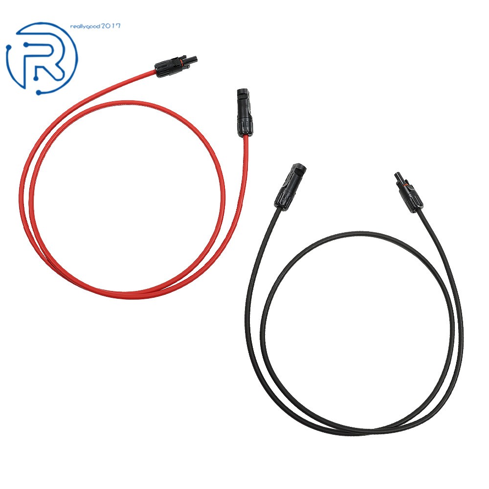 1 Pair Black + Red Solar Panel Extension Cable Wire Connector 12/10 AWG