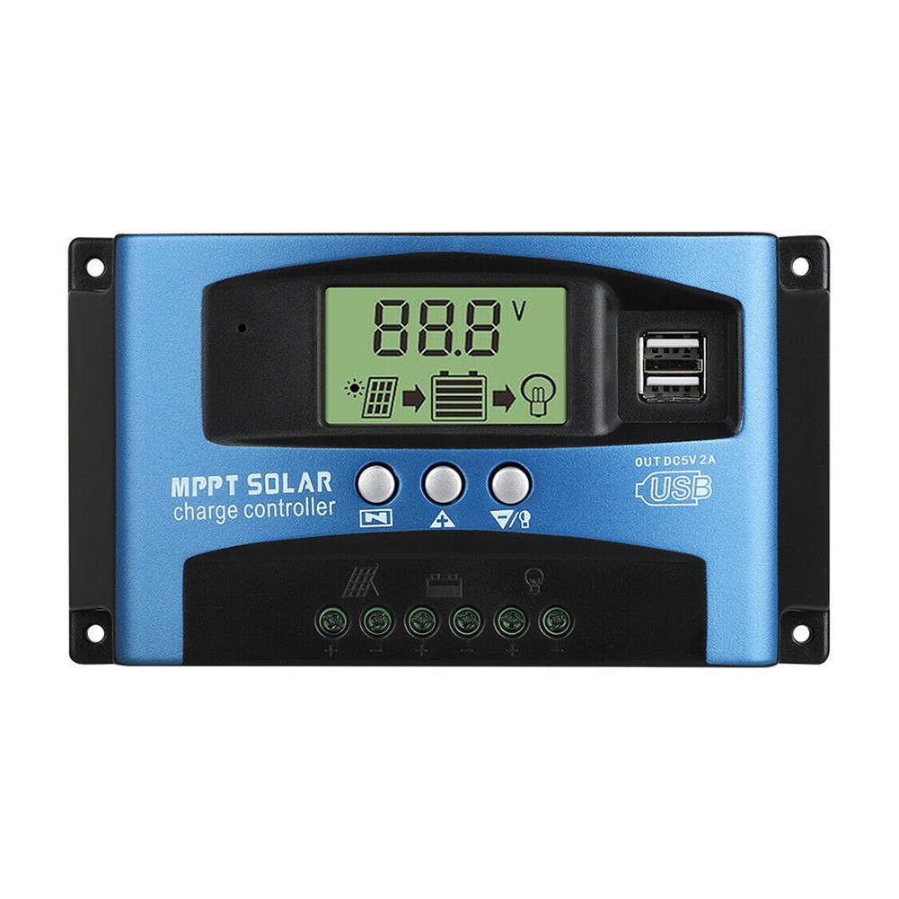 30A-100A MPPT 12V/24V Solar Panel Regulator Charge Controller Battery Dual USB