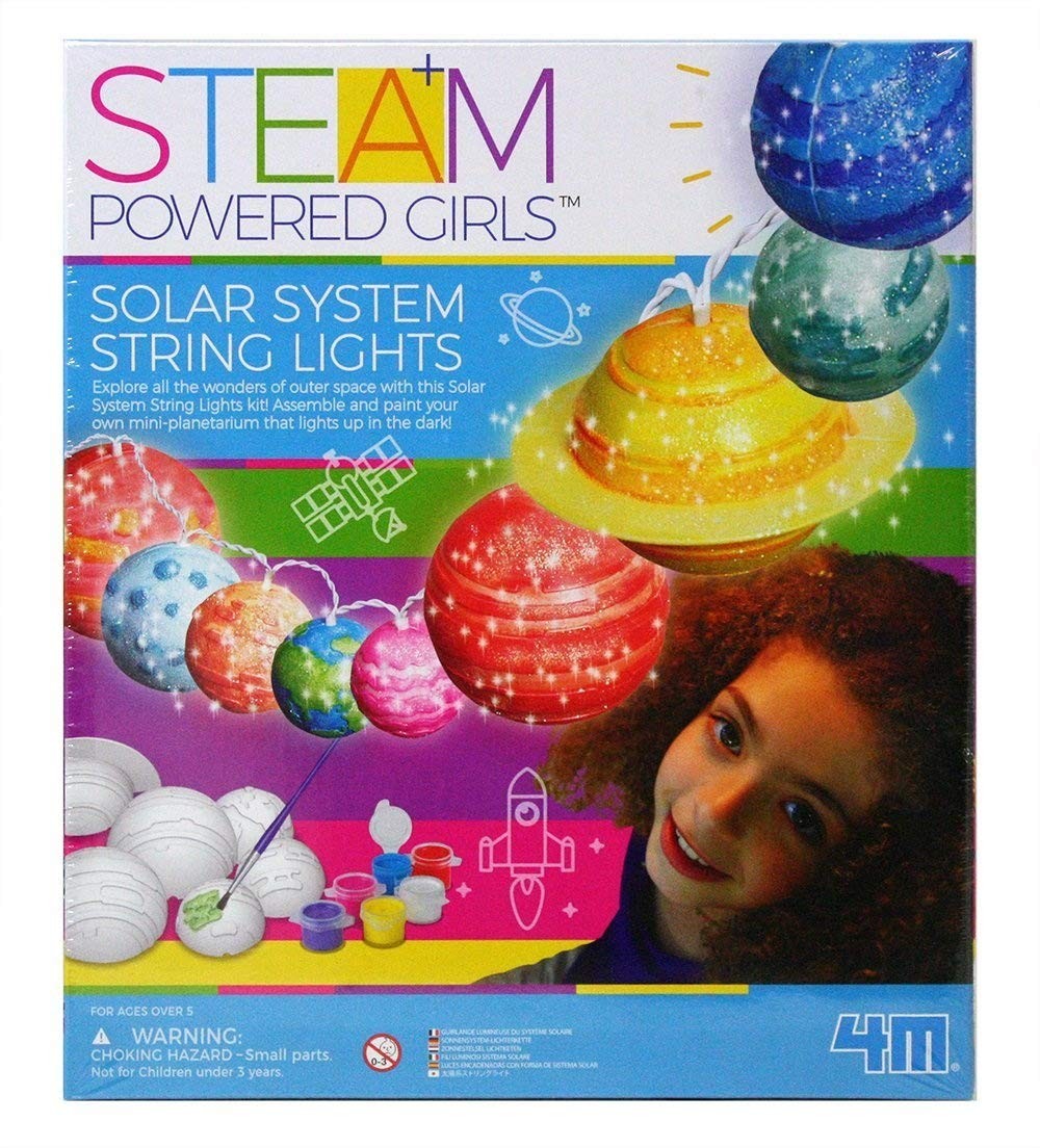 4M Toysmith Steam Powered Girls Solar System String Lights Mini-Planetarium Diy