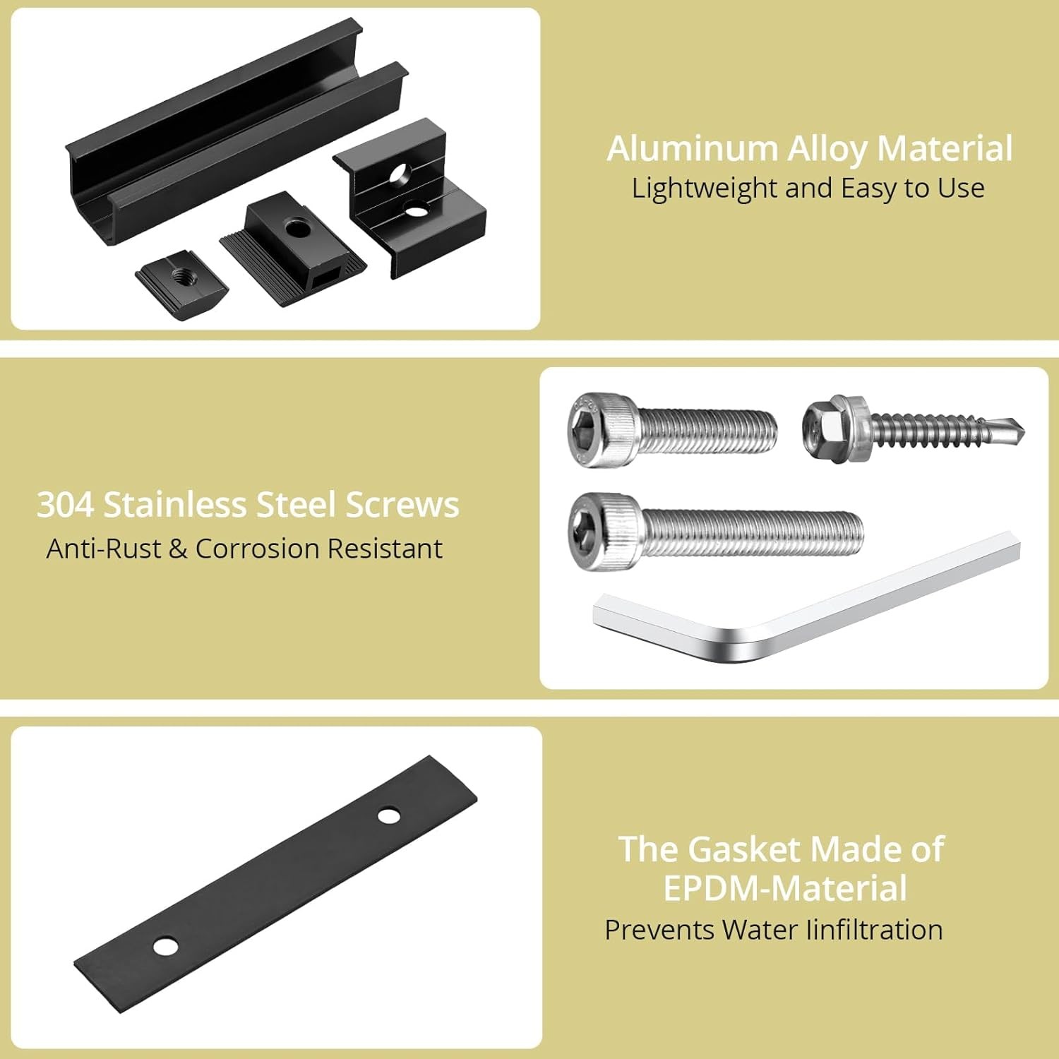 Solar Panel Mounting Brackets, Included 10 X 4.72 in Rails + 4 End Clamps + 6 Ce