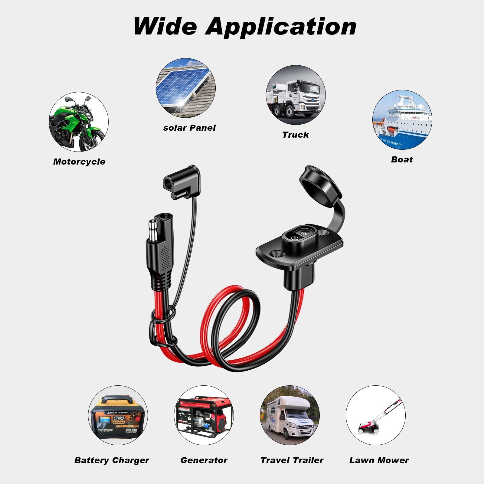 SAE Quick Connector Harness Male to Female 12AWG Extension Cord 2-Pack