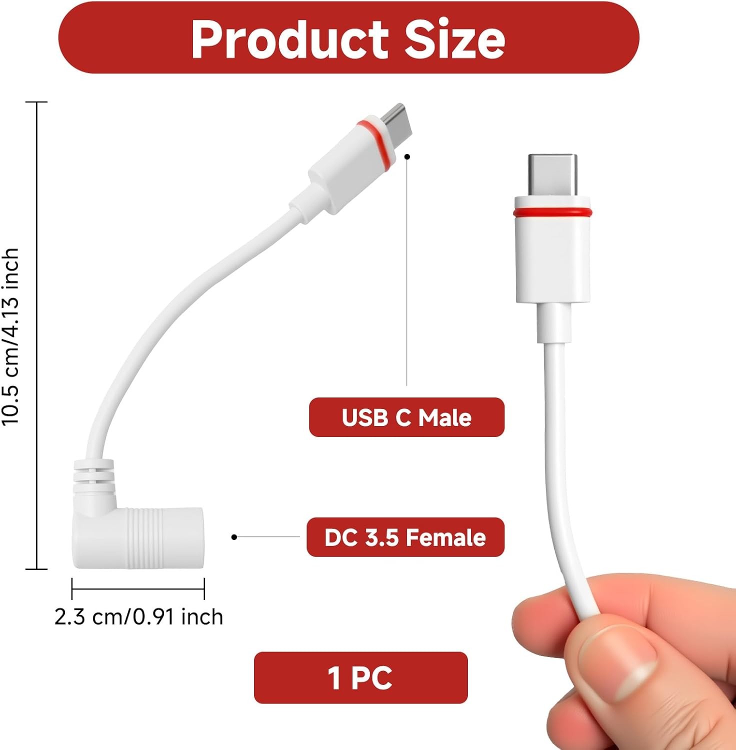 Barrel Adapter, USB-C Adapter Replacement Compatible with Ring Super Solar Panel