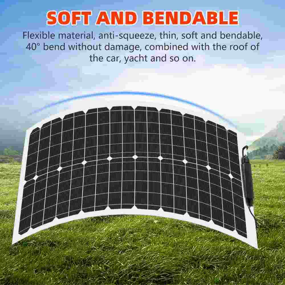 150w 300w 600w Mono Semi-flexible Solar Panel Kit for RV/Car battery/Home/Boat