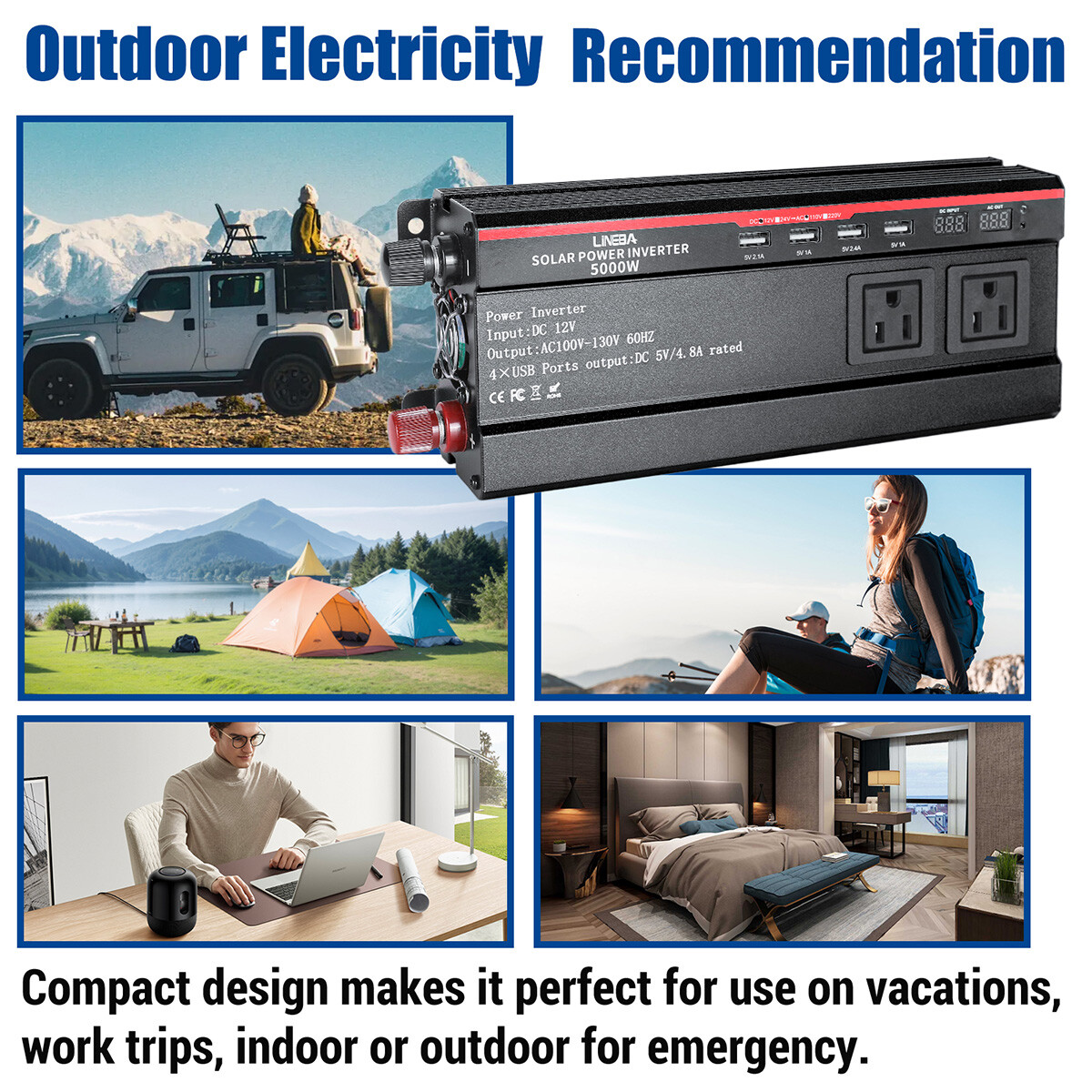 400W Watts Solar Panel Kit / 30A Controller/ 5000W Inverter For Home RV Off-Grid