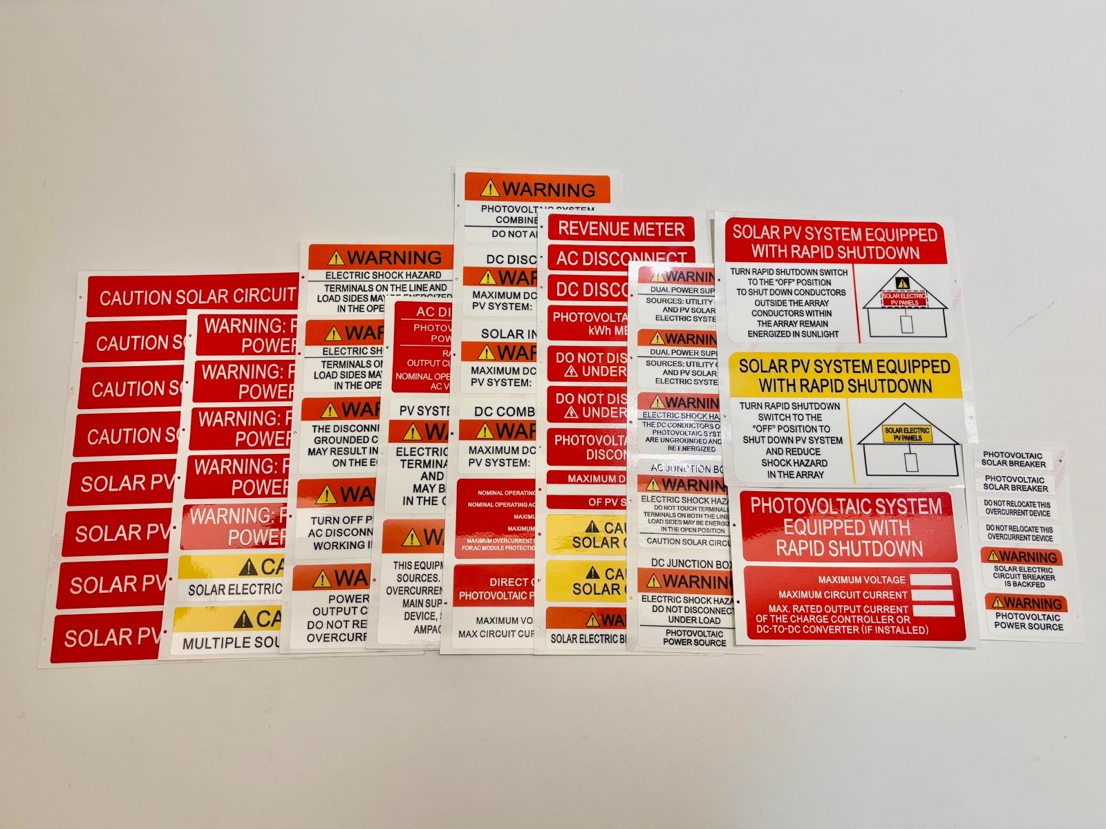 55-Pack Solar PV System Labels – UV Resistant Photovoltaic Stickers for Electric