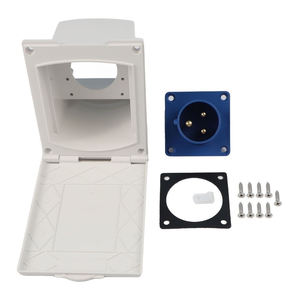 External Mains Socket 16A Waterproof for RV Trailers Campers IP44 Rated Cover