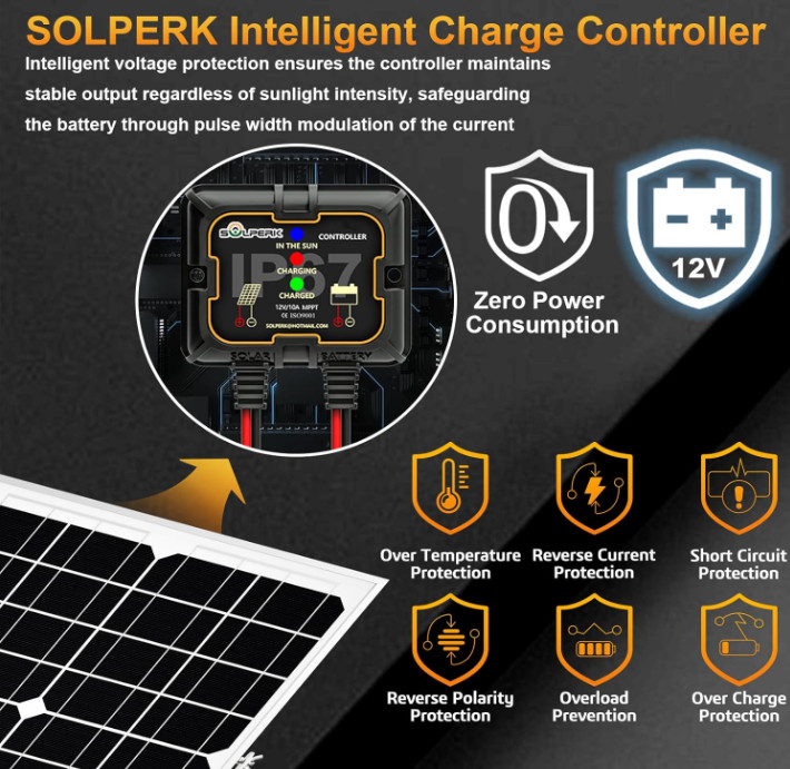 Cargador Solar 12V 20W para Batería de Auto RV Barco y Motocicleta