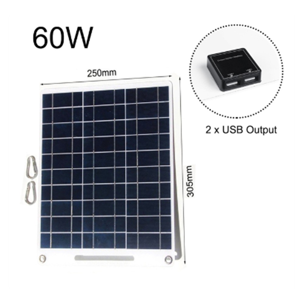 1X(60W Solar Panel Portable 5V Dual USB Fast Panel Kit Travel Phone O2S4)1458