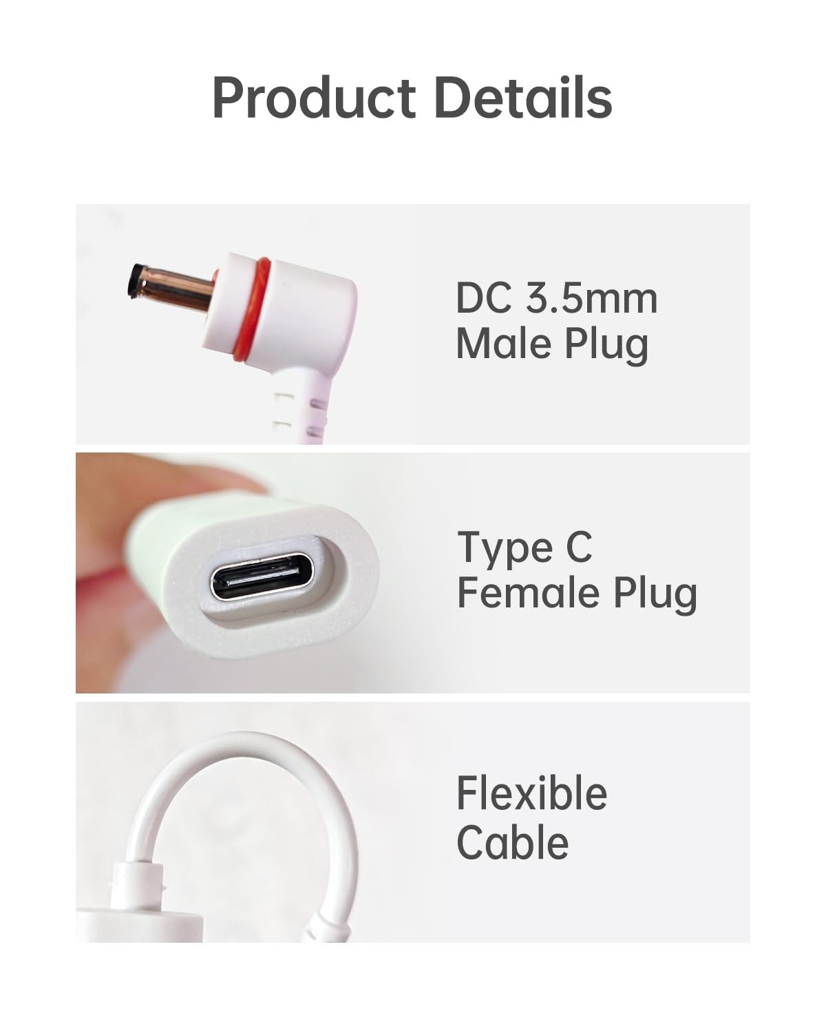 Naubluvo USB-C to Barrel Plug Adapter for Ring Barrel-Plug Stick Up Cameras