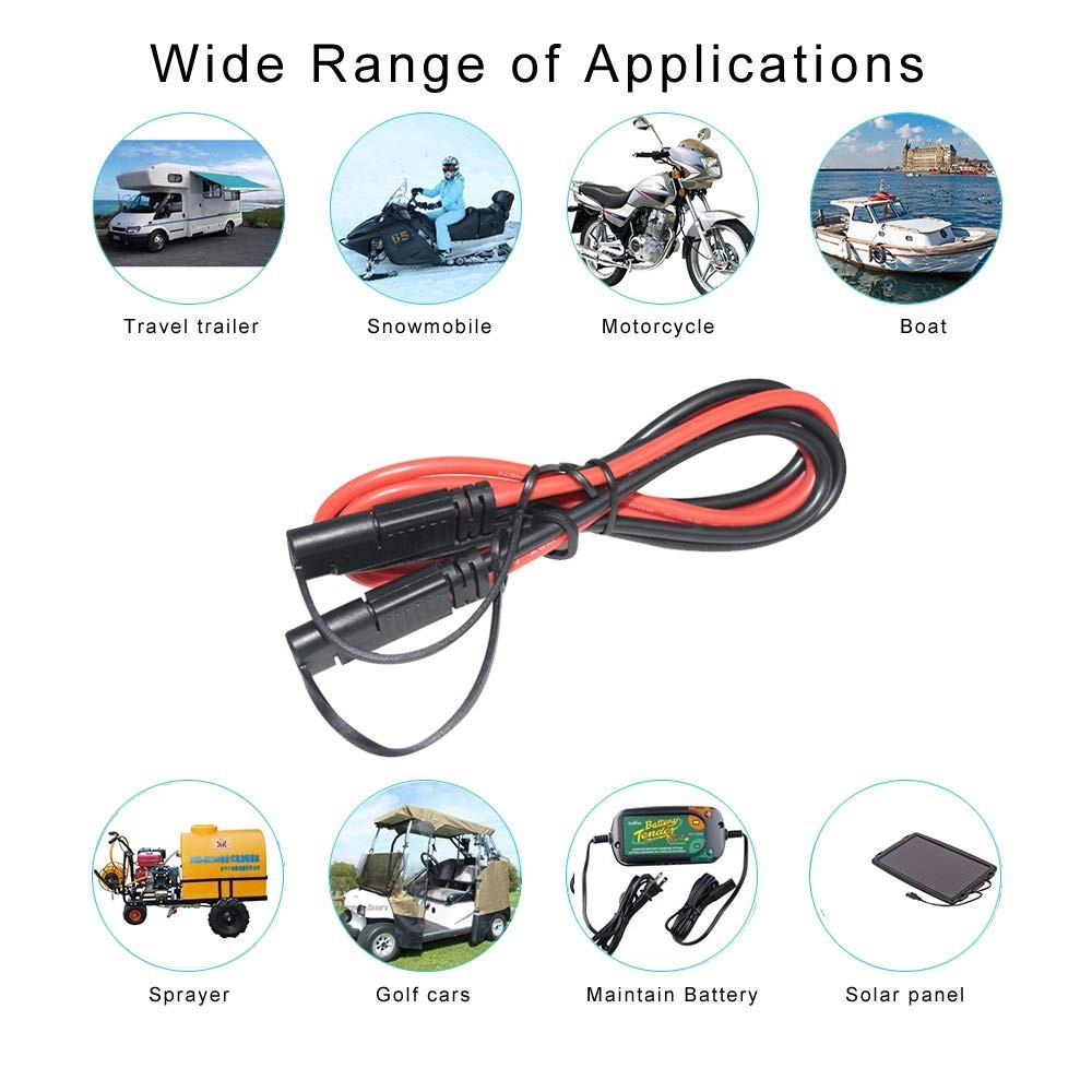 10AWG SAE Extension Cable – 3FT Power Cord for Automotive Battery Maintenance