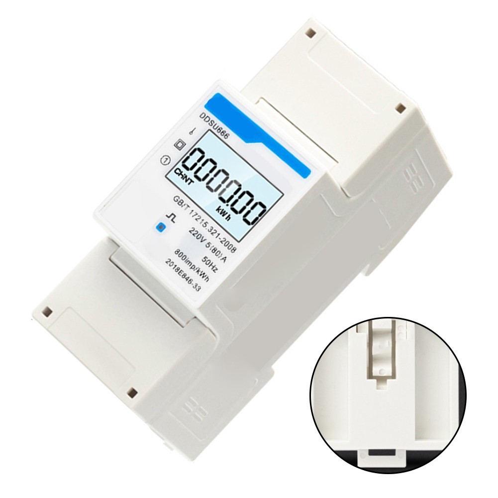 220V Single-Phase Real-time KWh Readings Clear LCD Readout Energy Counter