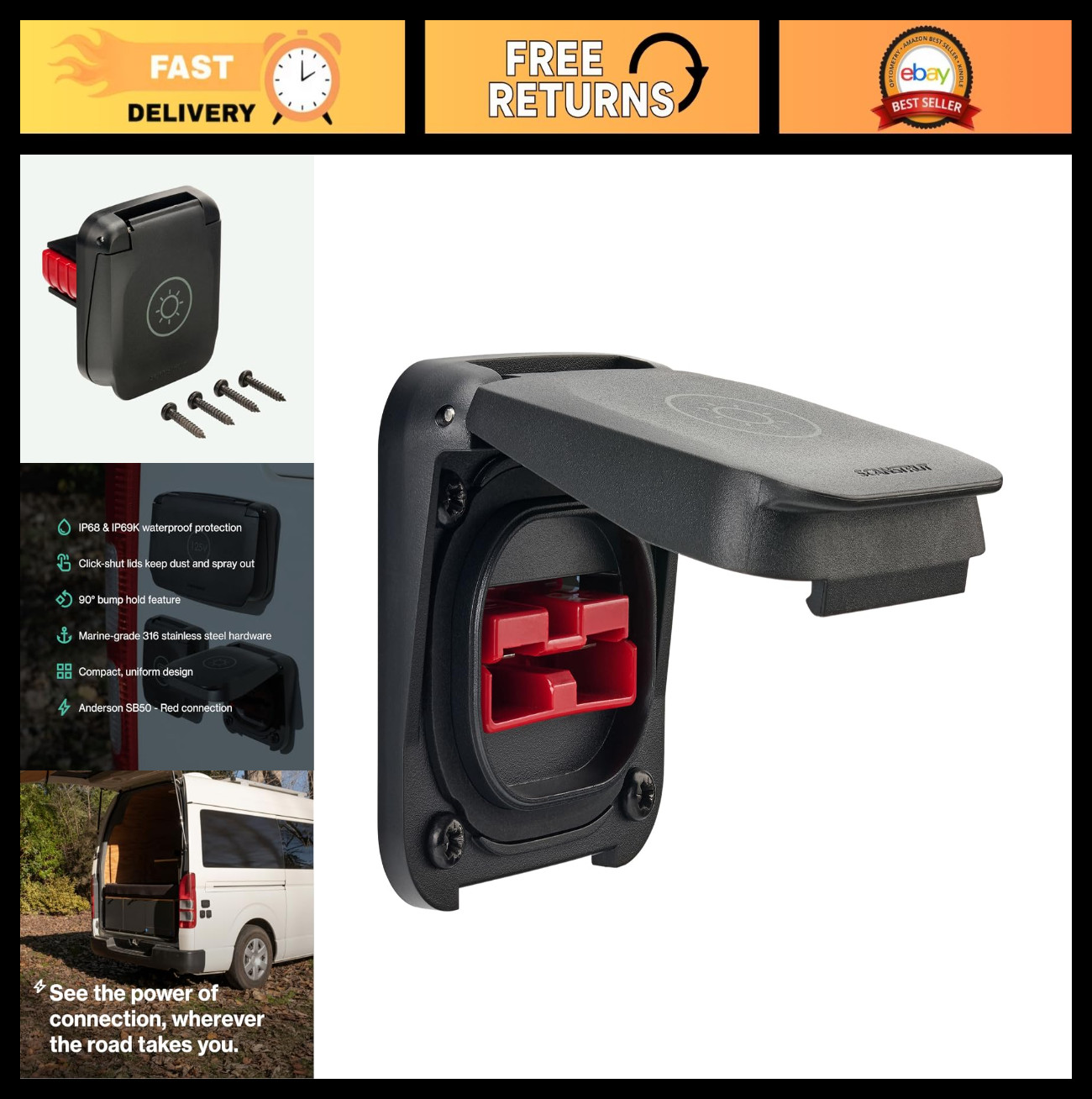 50A Anderson Solar Connection Kit – Ventura Series, Waterproof, Easy Install