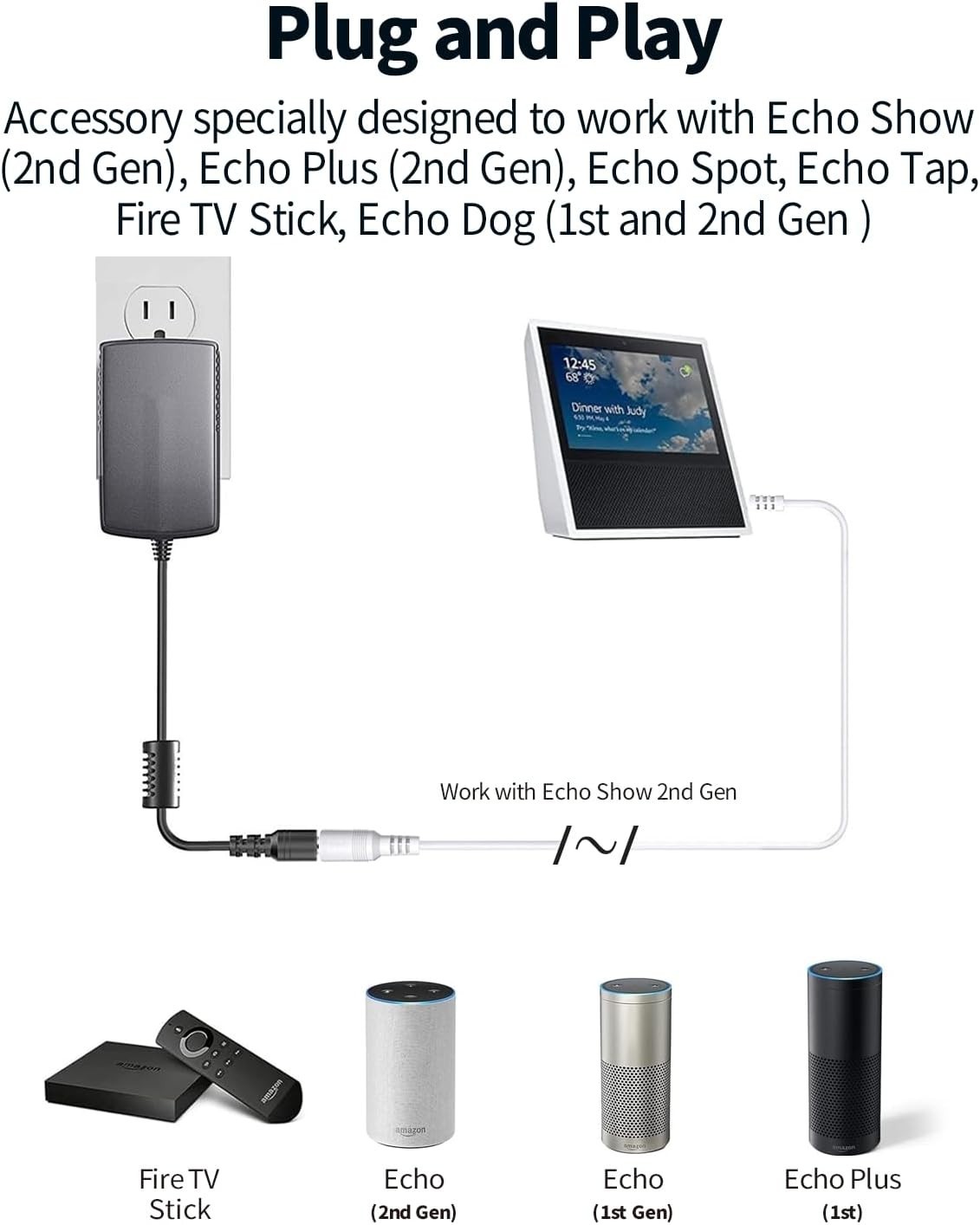 Easy Install 10ft Barrel Plug Extension Cable Compatible with Ring & Google Nest