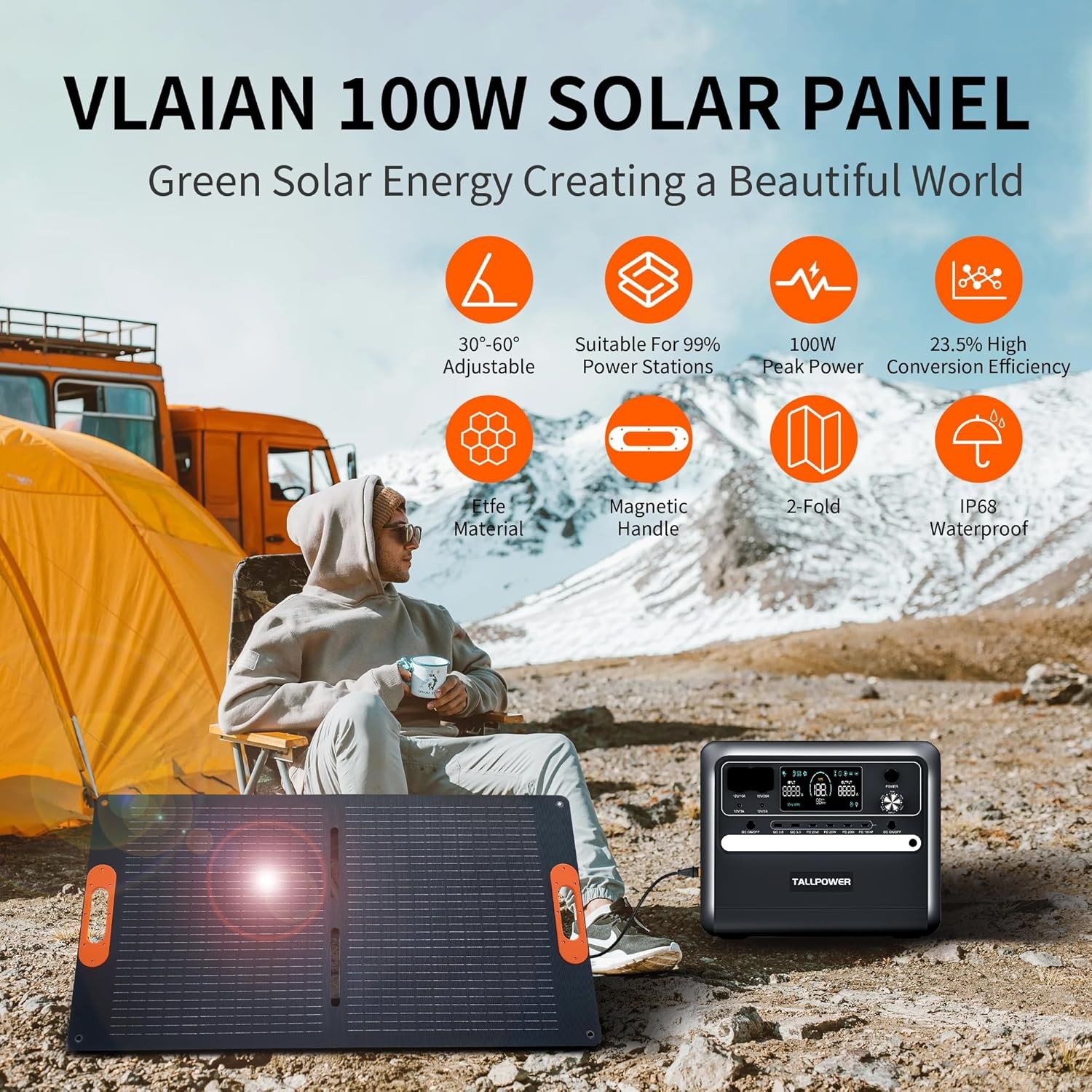 Foldable Solar Panel 100W Portable for Power Station