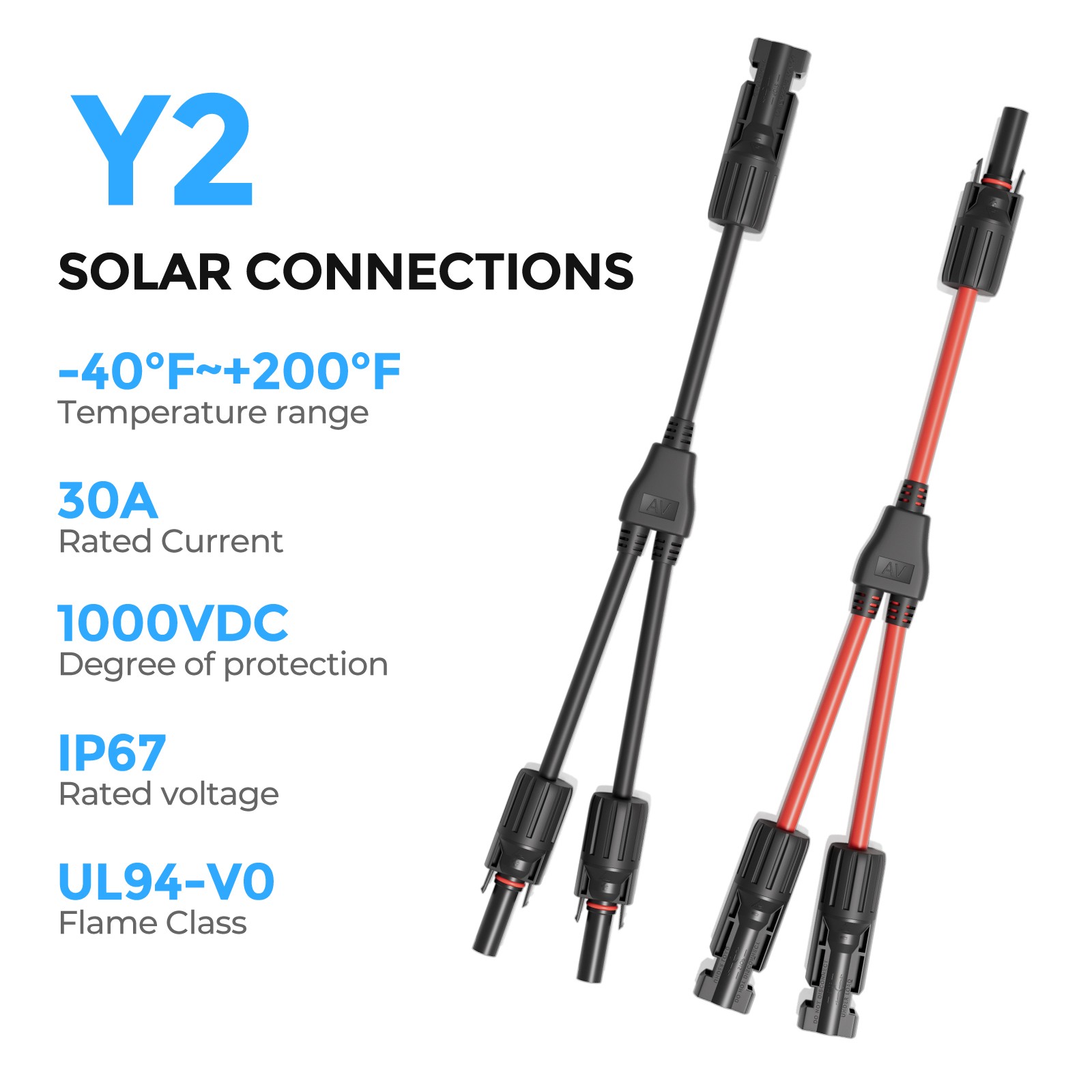 M/F Solar Panel Y Branch PV Connector Adapter Cable Connectors Extension
