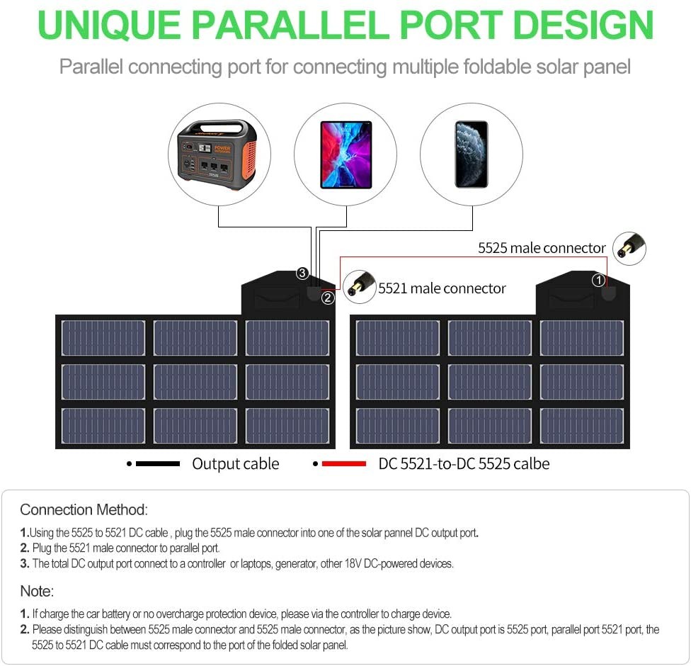 X-DRAGON 70W Monocrystalline Foldable Solar Panel for Power Station Cellphone