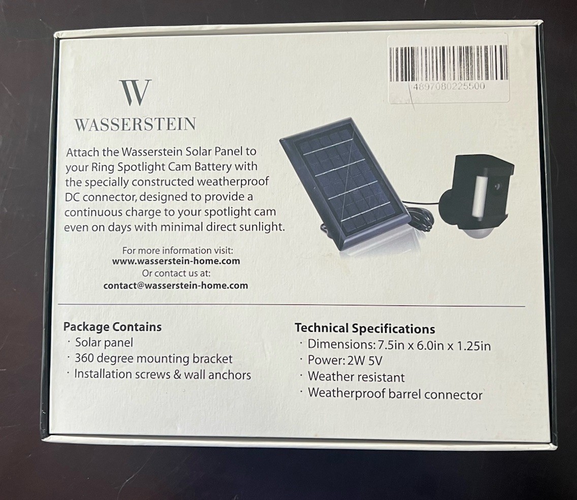 Wasserstein Solar Panel NIB (4348A) Blink Compatible