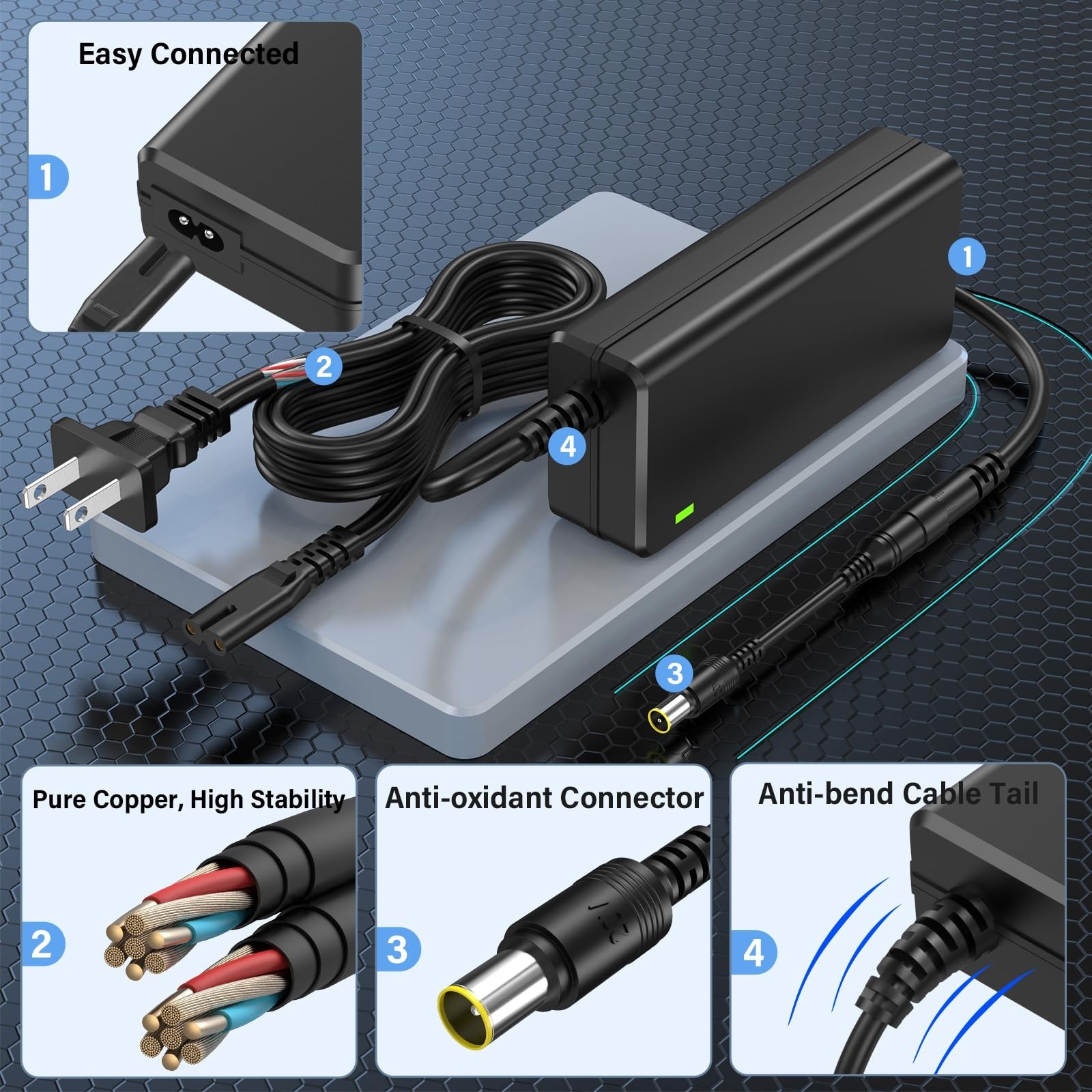 65W Solar Generator Charger for Portable Power Station, AC Adapter for 300W 256W