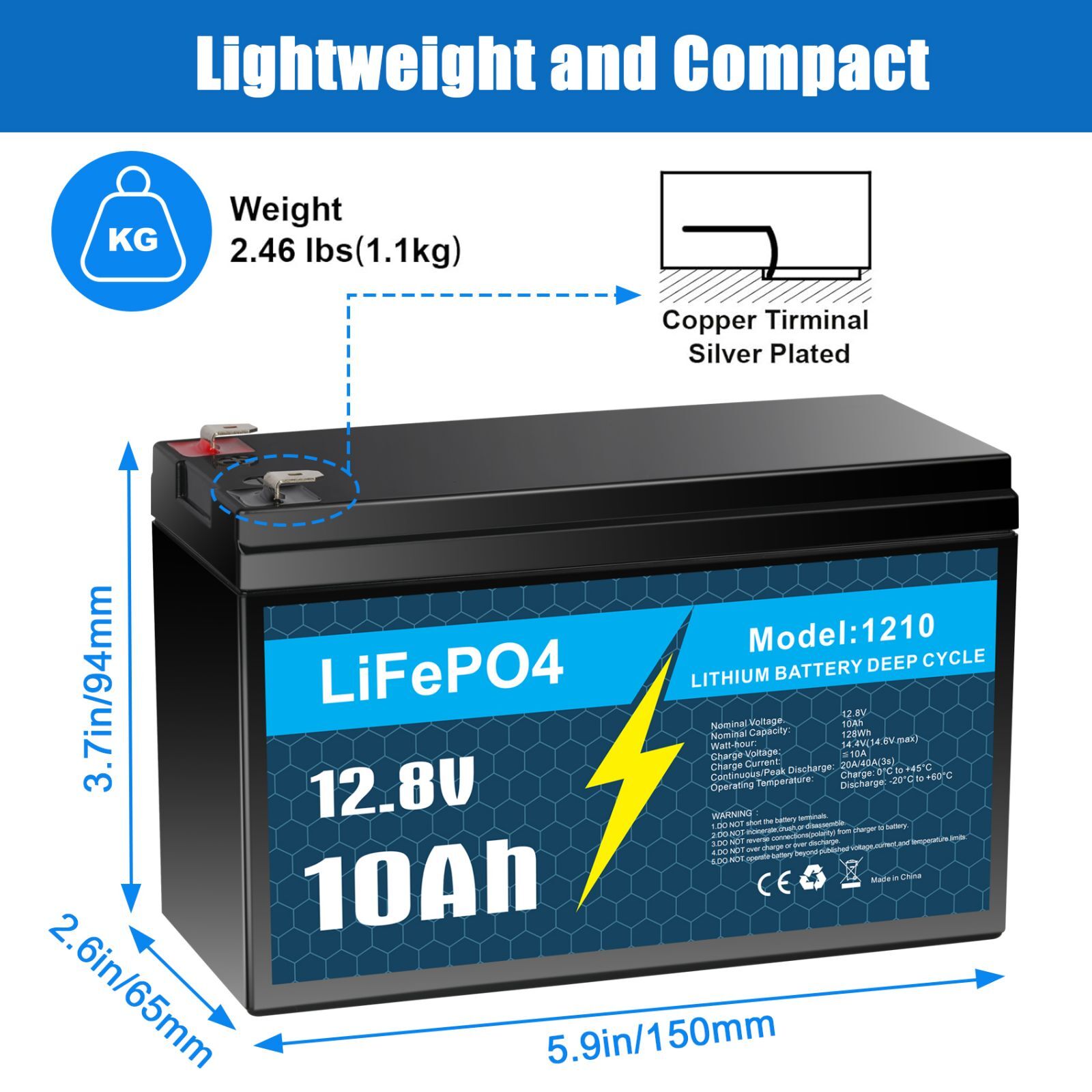 12V 10Ah LiFePO4 Lithium Battery 3000+ Deep Cycle For Fish finder for RV Boat