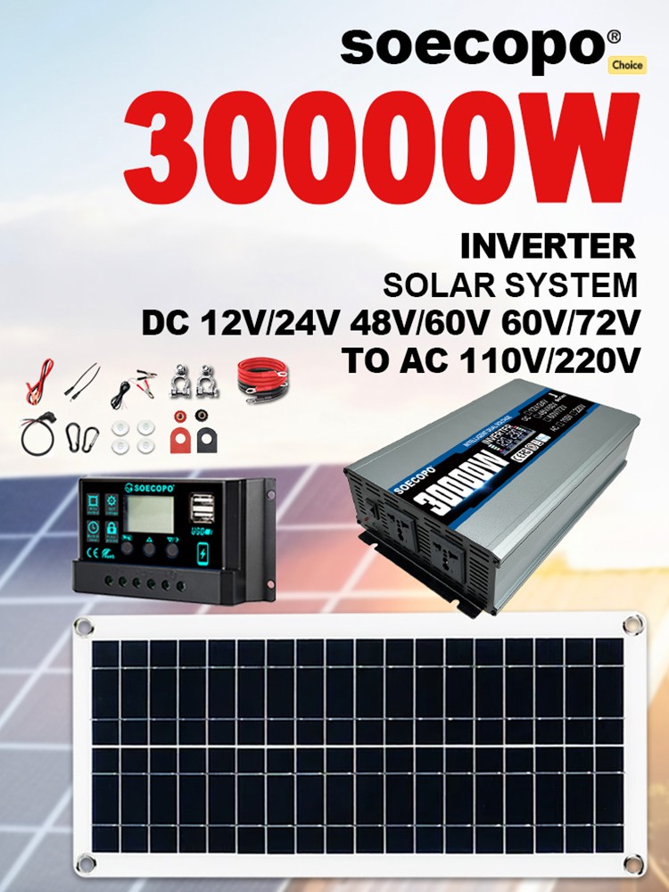 30000W Solar Power System | SOECOPO 200W Panel + Controller Inverter