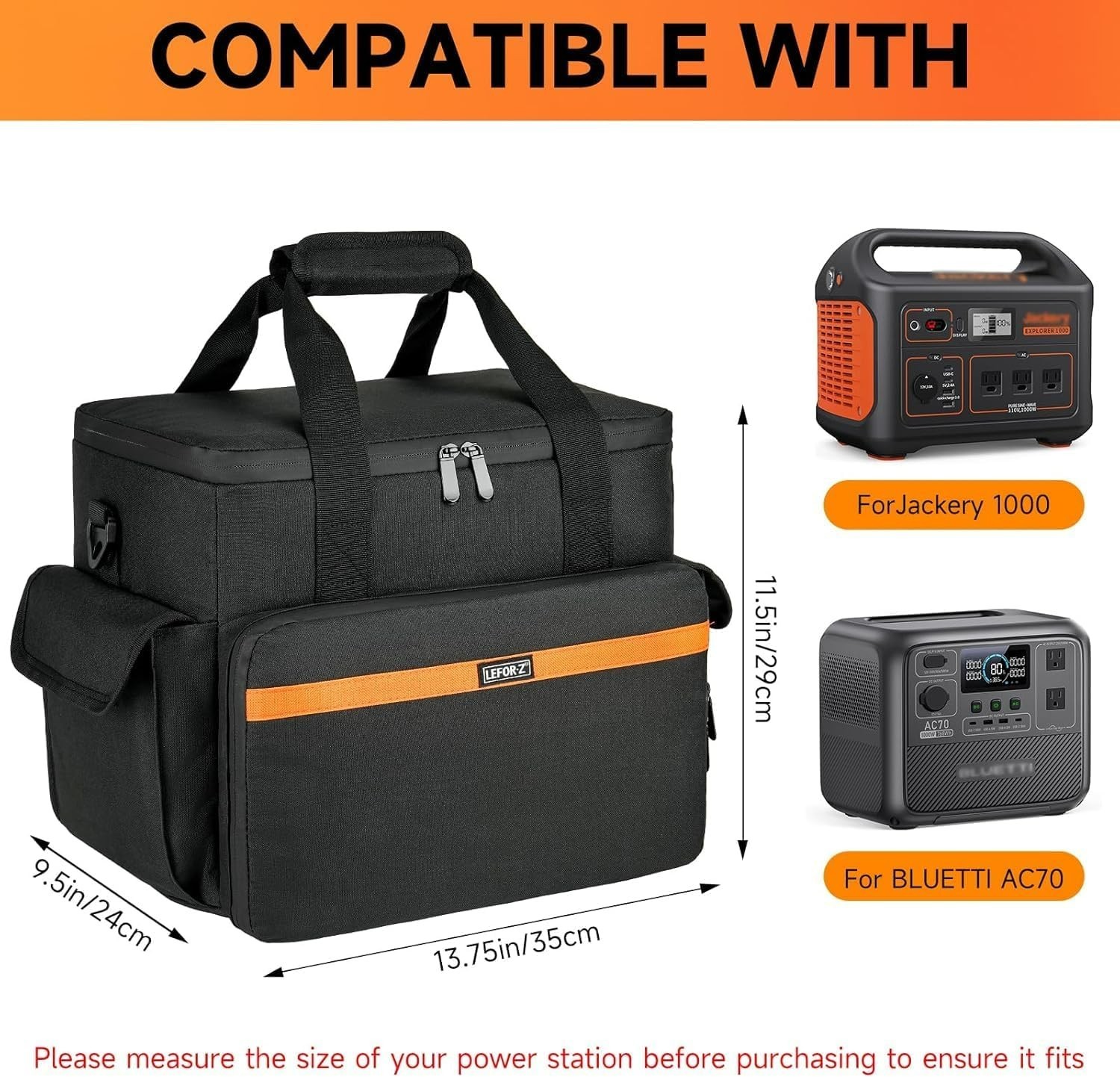 Weather-Resistant Power Station Carry Bag with Adjustable Strap & Handholds