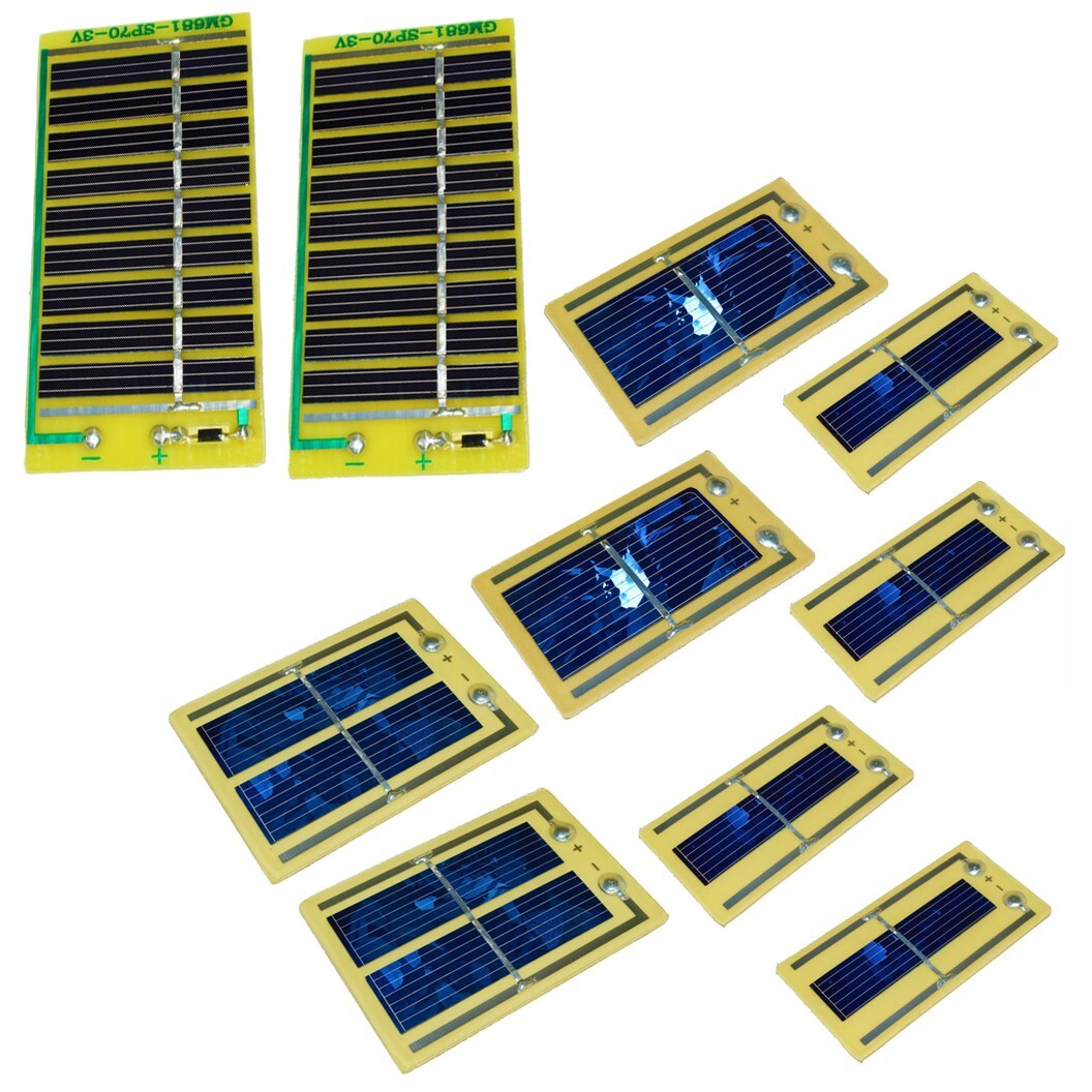 10 Piece Solar Cells: Four 0.5V/250mA, Two 1V/250mA, Two 0.5V/500mA, Two 5V/60mA