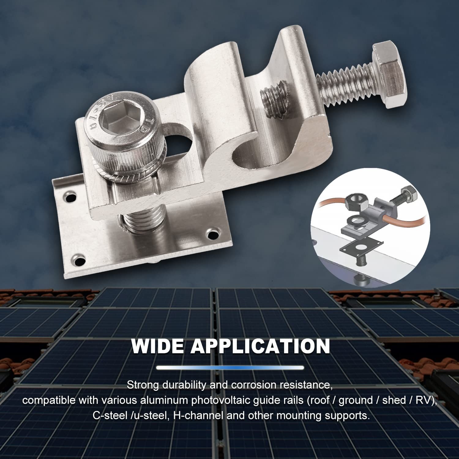 EVARSOL 8Sets Solar Panel Photovoltaic Bolt-On Coupling M6*20/M8*25-8Sets
