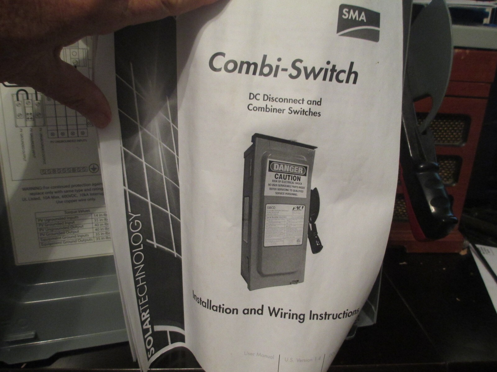 COMBI SWITCH 10 A SMA SUNNY BOY MODEL SBCD 4 40 600 V DC/40A DC NEW ,NO BOX