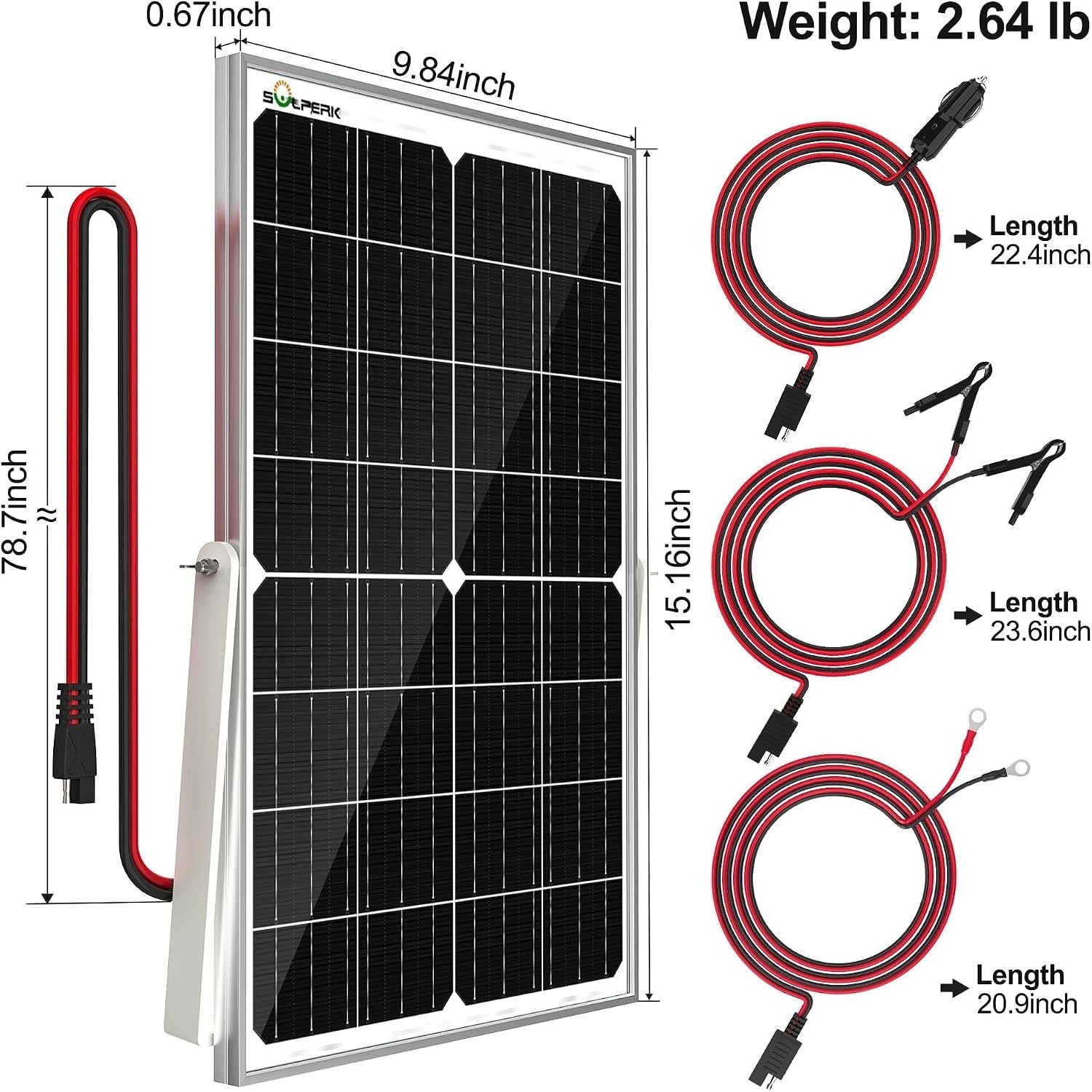 High Efficiency 15W Solar Charger with Adjustable Mount for Universal 12V Use