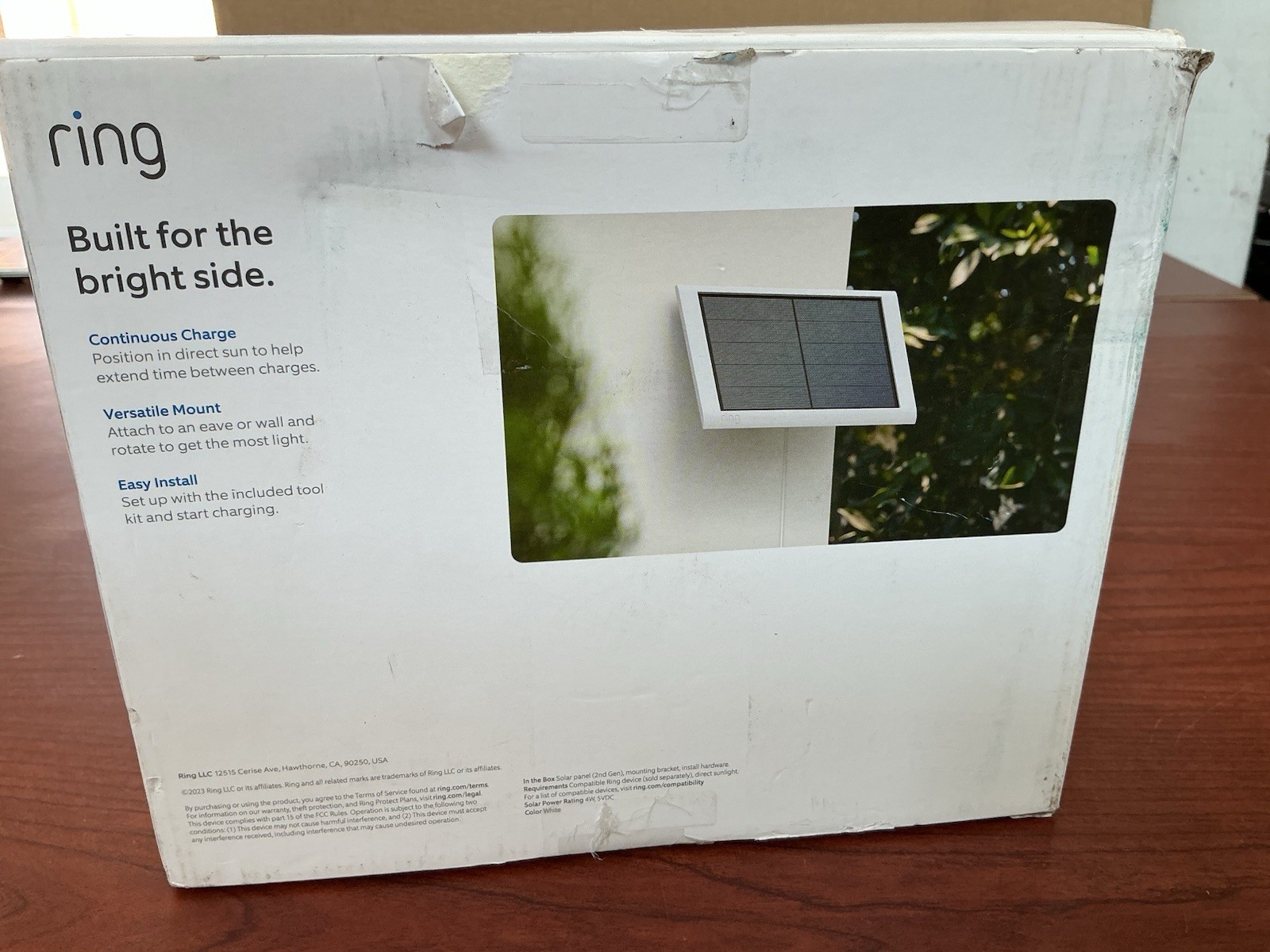Ring 4W Solar Panel Charger for Ring Security Cameras White New Open Box B67