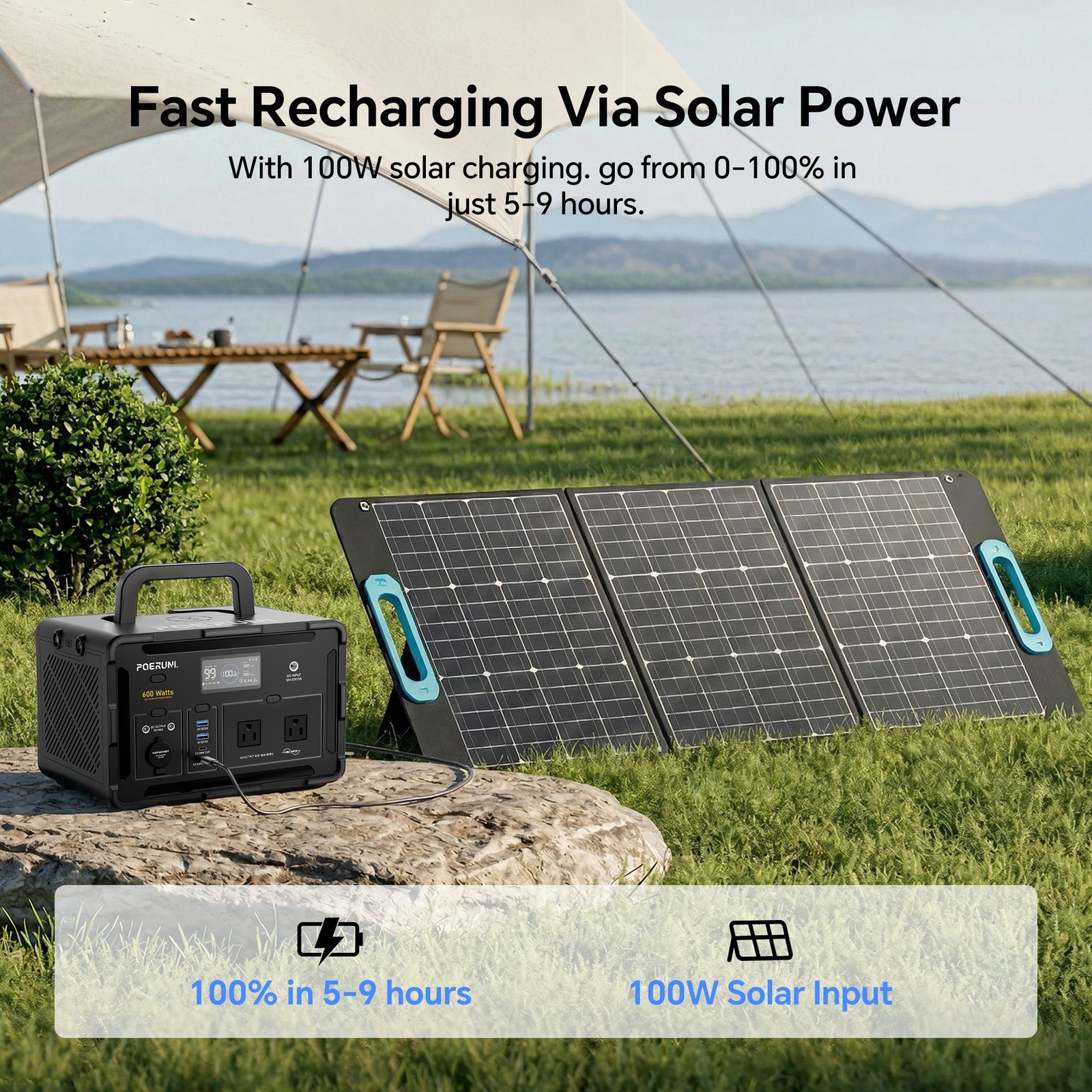 600W 519Wh Power Station Portable Solar Generator RV Backup Battery Camping