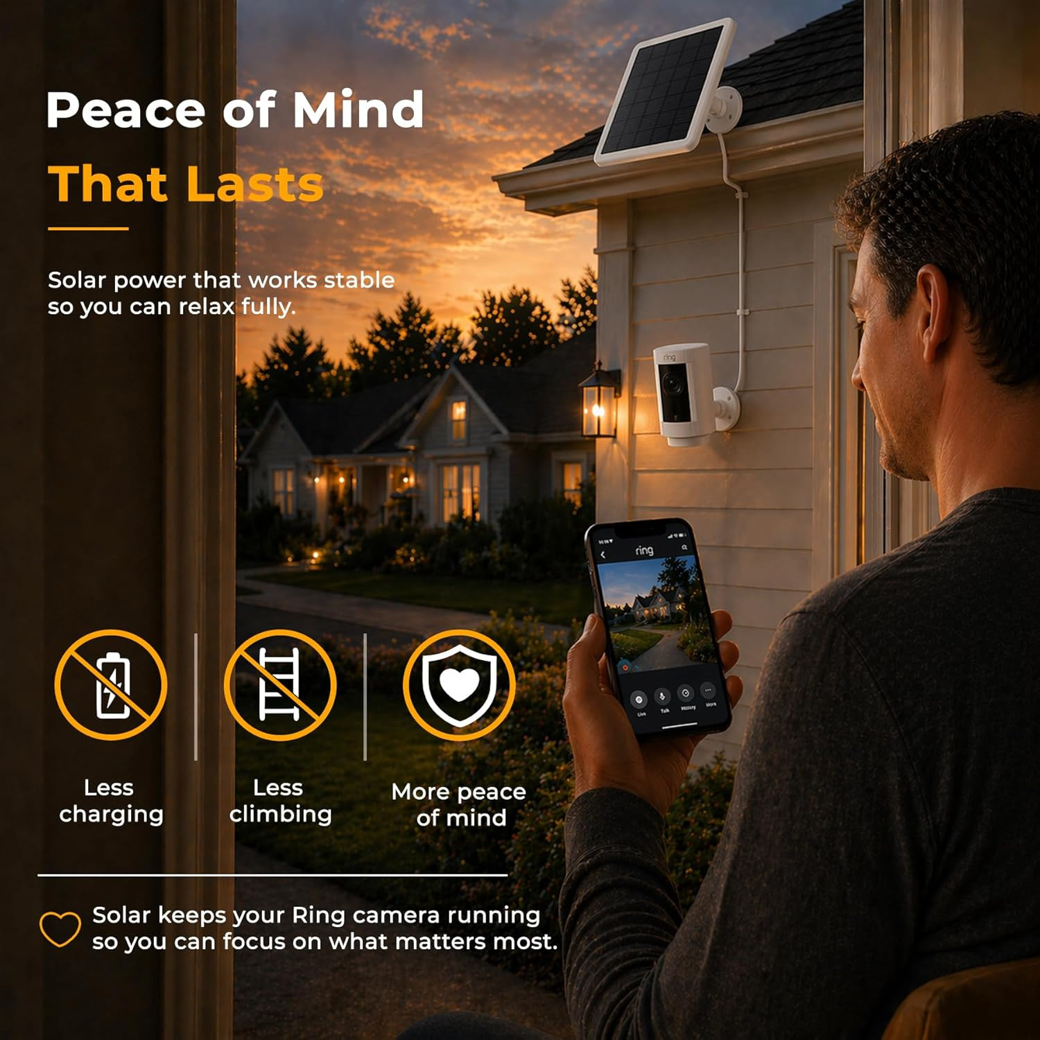8W Solar Panel for Ring Camera, Solar Panel Charger Compatible with Ring Stick u