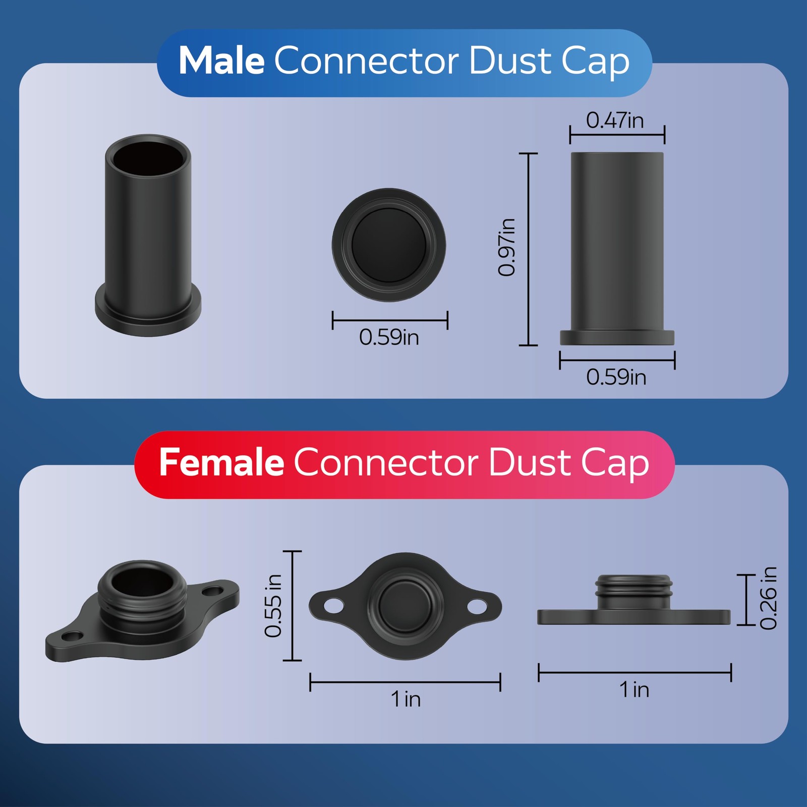 Solar Connector Caps 10 Pairs Waterproof Dust Covers for MC-4 Male Female Panel