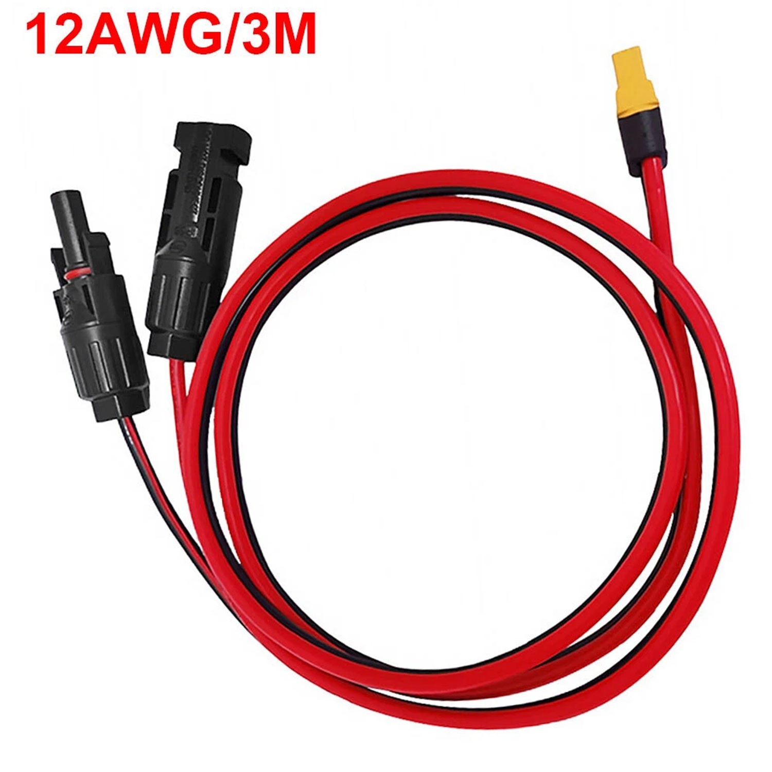 10ft 12AWG Solar Panel Extension Cable Wire XT60 Female to Solar Connectors