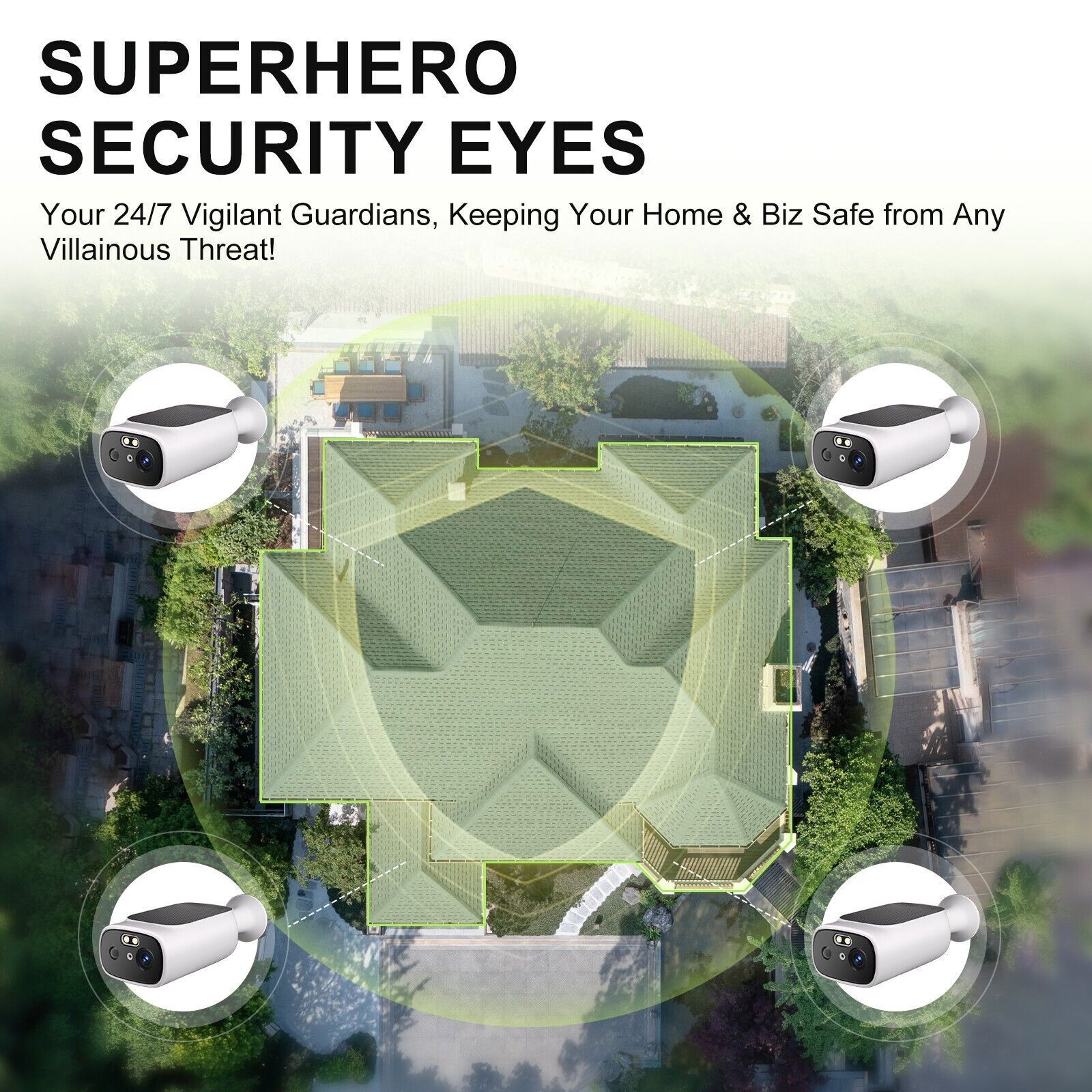 2K Solar Battery Powered Wireless WiFi Outdoor Home Security Camera