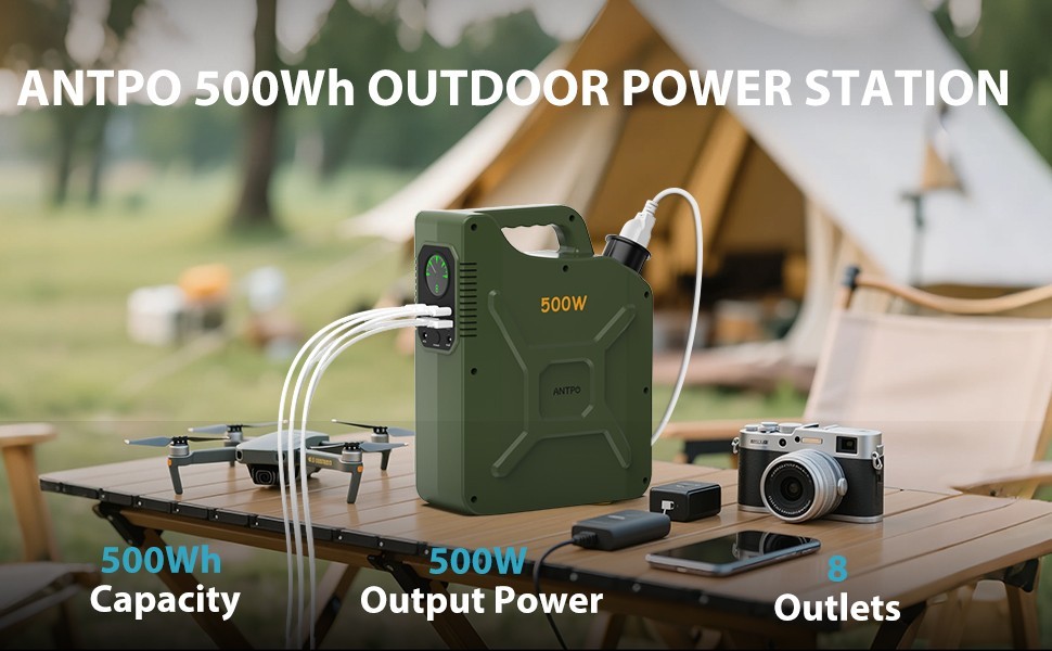 500W 500Wh Portable Power Station for Power Outage Camping self driving tour