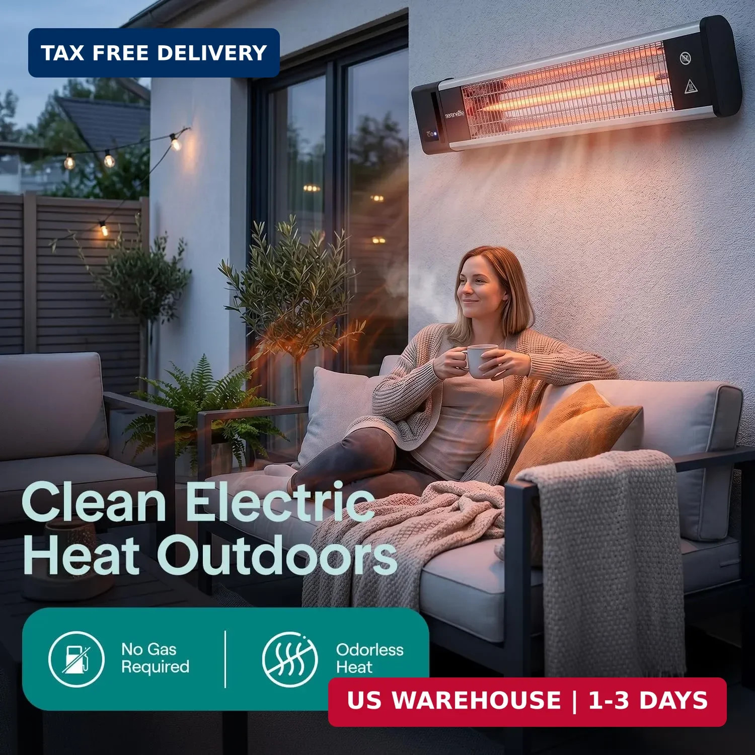 SereneLife Portable Infrared Indoor and Outdoor Electric Space Heater with Remot