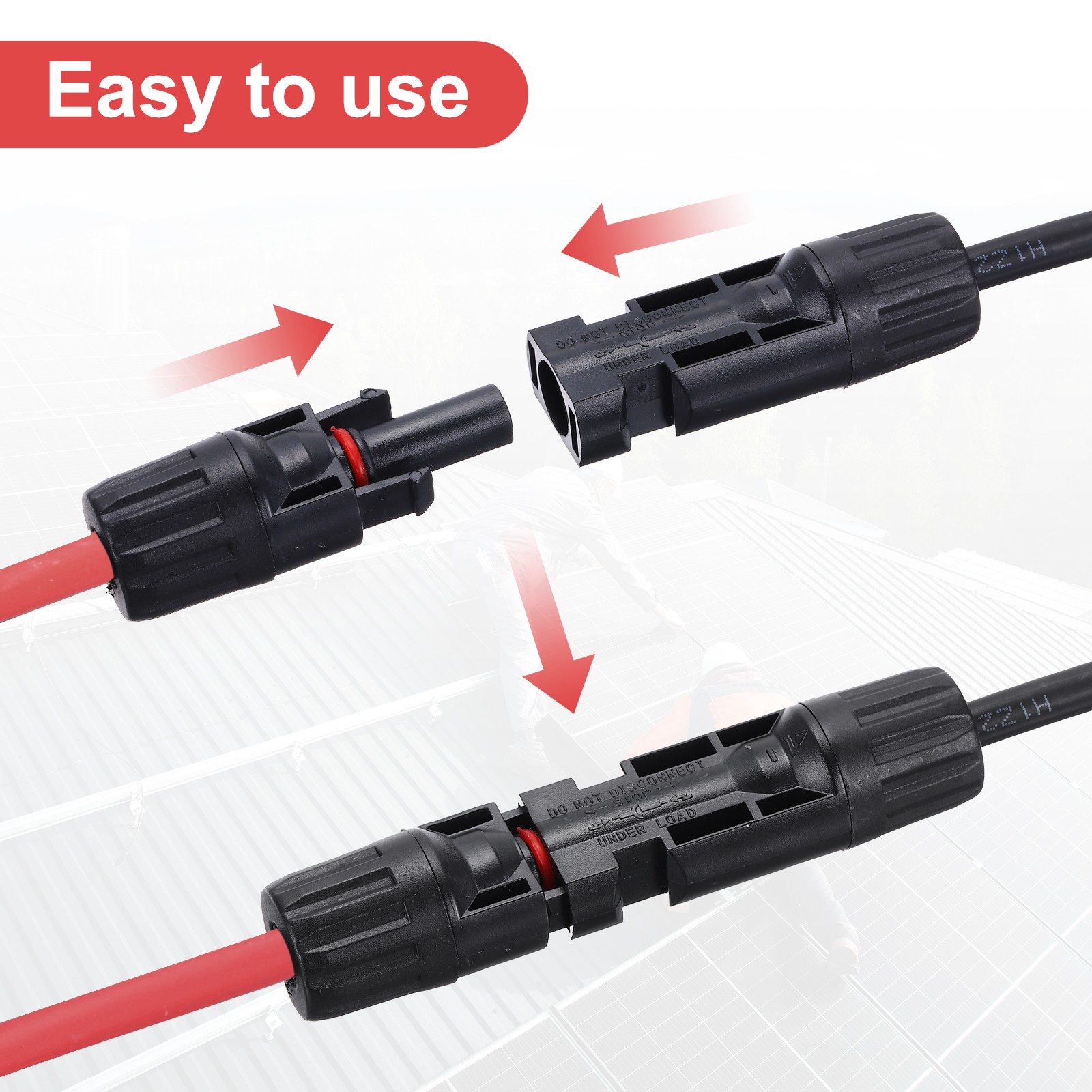 Solar Panel Connector Y Branch 2 to 1 Solar Panel Splitter 1Set, Red Black