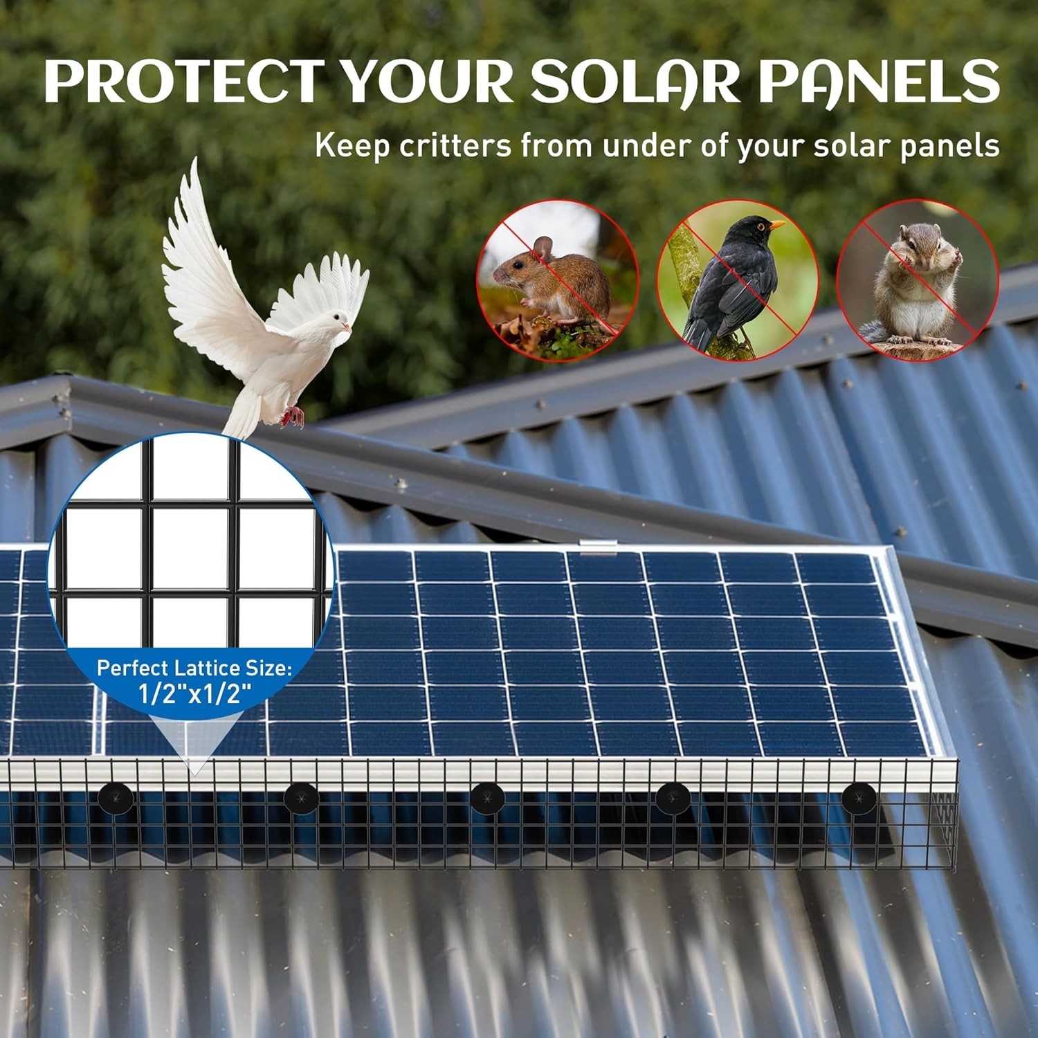 Versatile 6inch x 50ft Removable PVC Bird and Critter Netting for Solar Panels