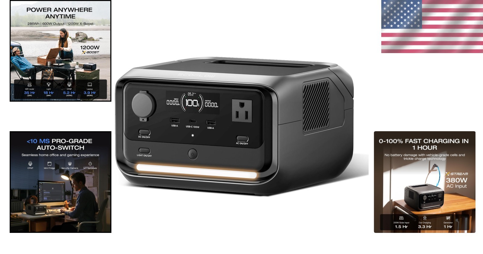 RIVER 3 Plus Portable Power Station – 286Wh, 1200W, Expandable Solar Generator