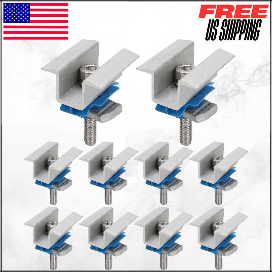 Adjustable Solar Panel Mounting Bracket Clamps Mid Roof Hardware W/Nut Bolt 10PC