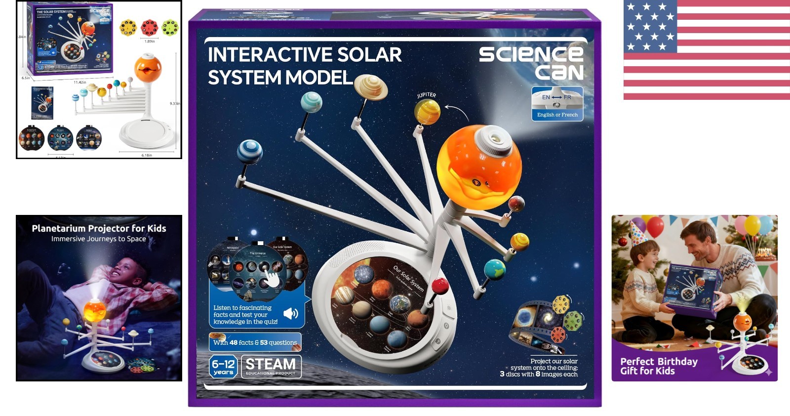 STEM Learning Talking Solar System Projector with 8 Planets – Gift for Ages 6-12
