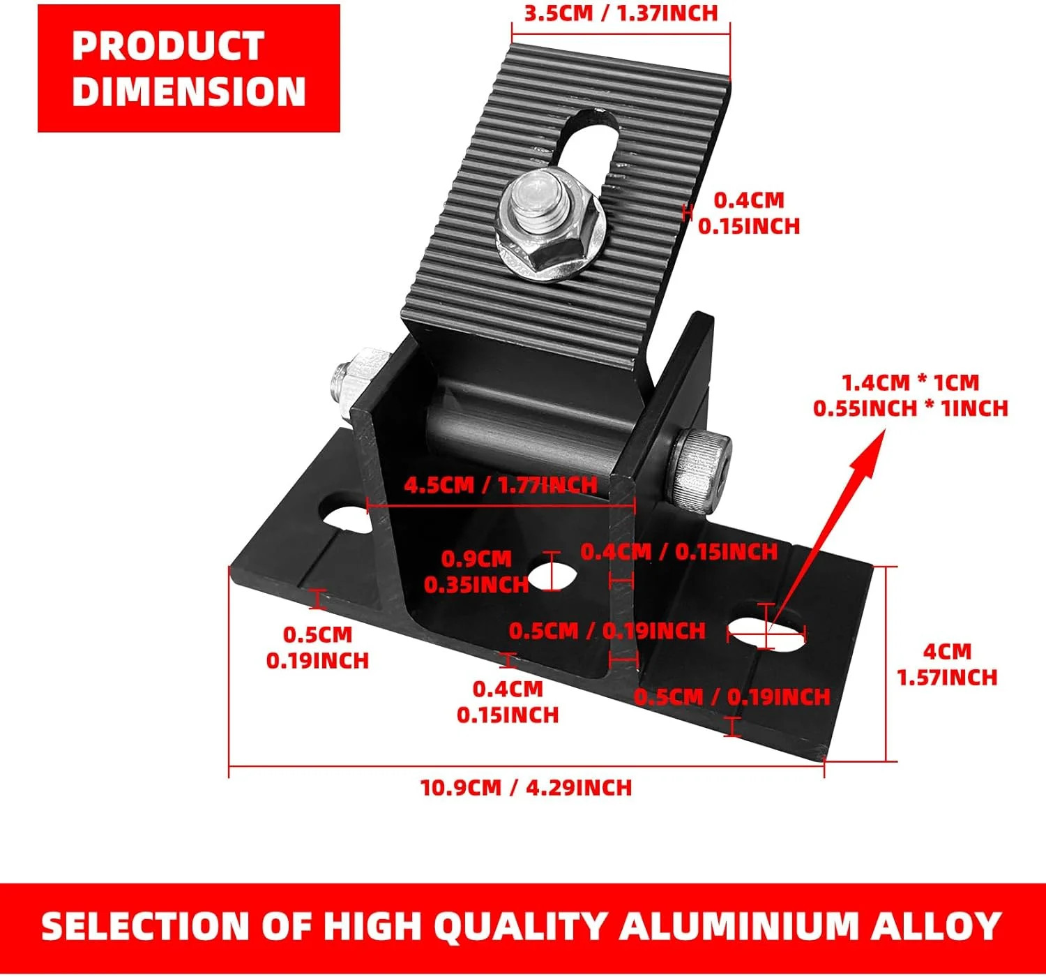 2 Pack Adjustable Solar Panel Tilt Mount Bracket Base, Tilt Angle 10-60 Flat Roo