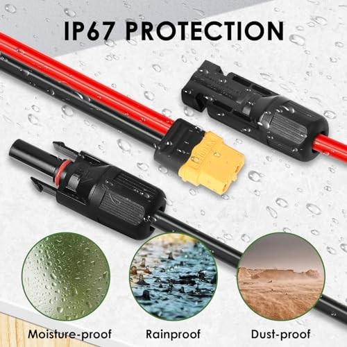 Solar Connector to XT60 Adapter Cable – 10AWG for Solar Panel to Portable 35FT