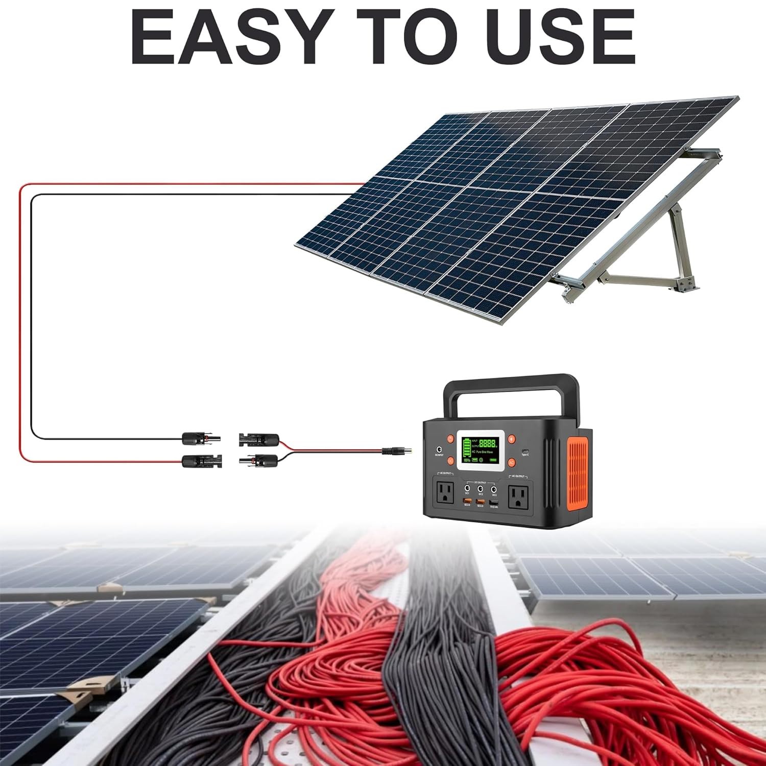 HQRP Solar Charging Cable to DC7909 Plug, Solar Connector to DC8mm Adapter Cable